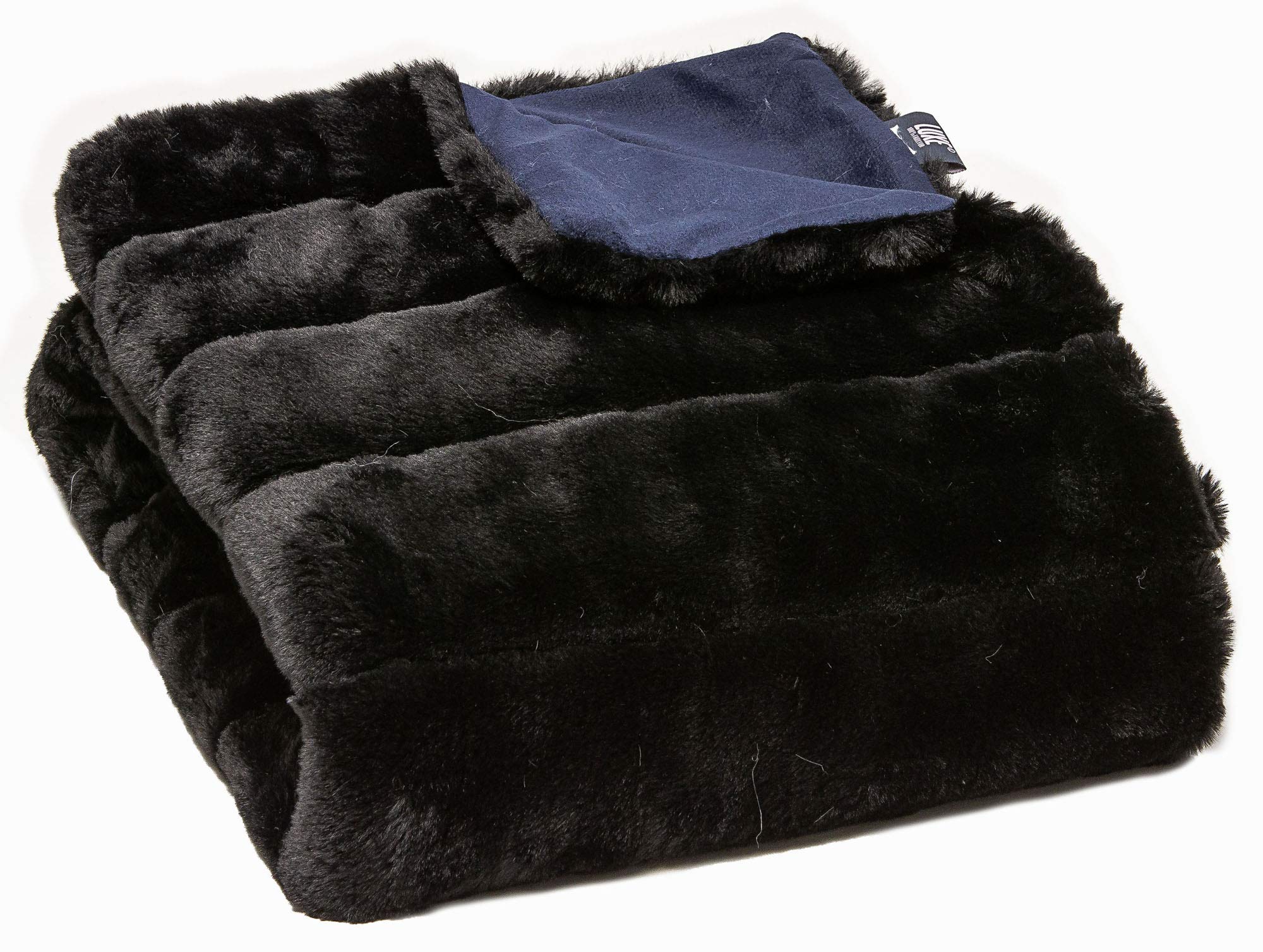 Luxury Faux Fur Throw Blanket 50x60 Inches - Ultra Soft Plush Fluffy Blanket with Fleece Backing - Machine Washable Warm Cozy Blanket for Bed, Sofa, Couch - Perfect for Winter Nights, Home Decor, Gift Giving - Black Jacquard Design