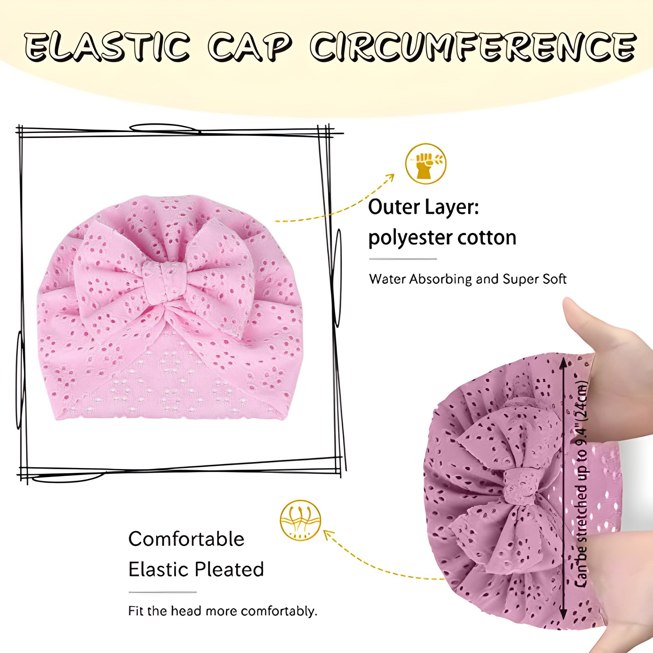 Premium Soft Stretchable Bow Headband for Baby & Girls - RedChimes Designer Hair Accessory (Pink, Style-2) | Perfect for Everyday Wear, Parties & Photo Shoots