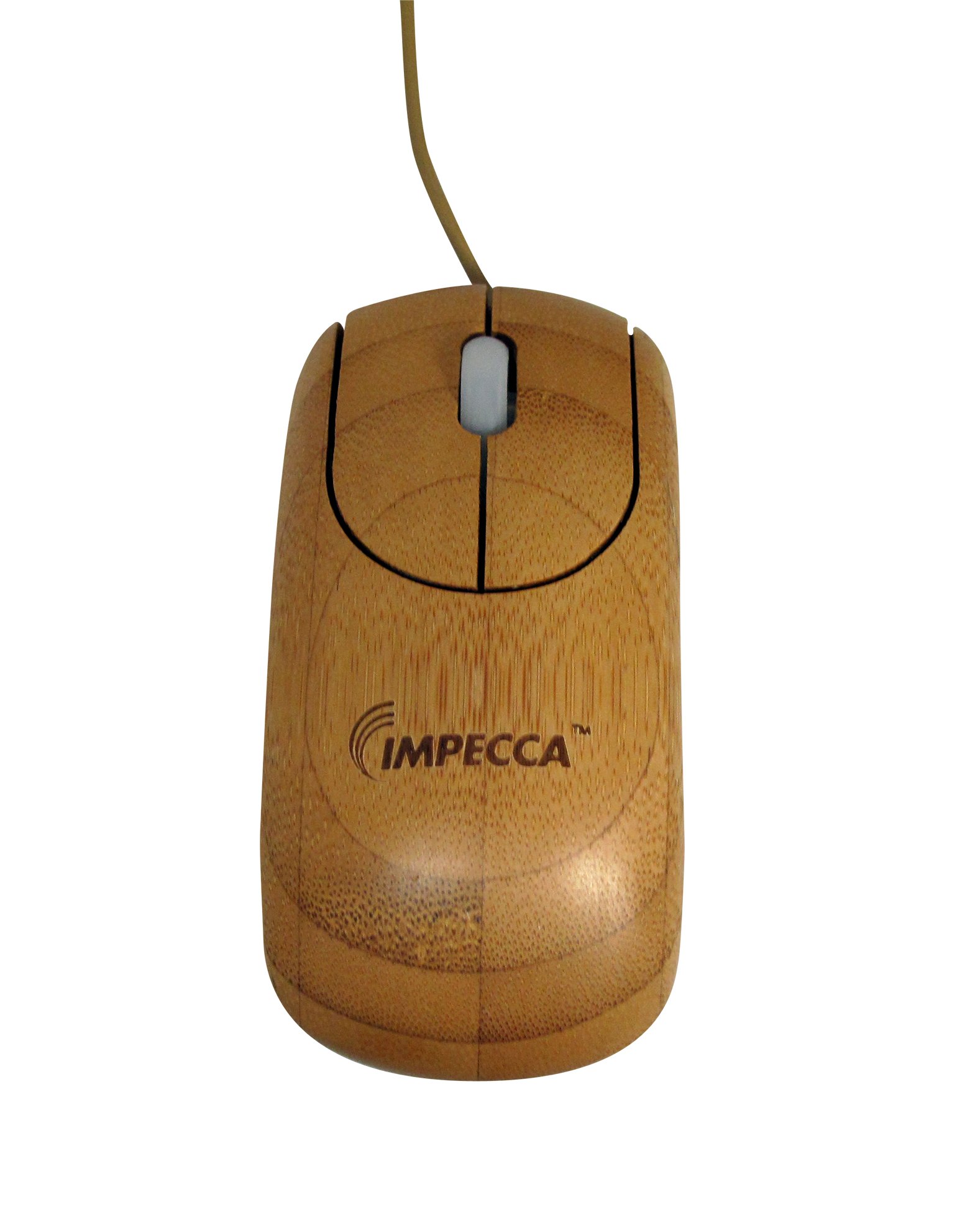 Impecca WMB101 Natural Bamboo Custom Carved USB Mouse - Ergonomic Wireless Computer Mouse for Office, Home & Gaming - Eco-Friendly Design for PC, Laptop & Mac Users