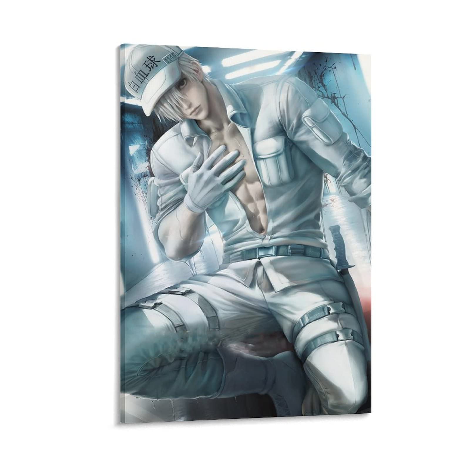 Cells at Work Anime White Blood Cell Wall Art Poster - 20x30 Inch (50x75cm) Japanese Anime Canvas Print for Living Room, Bedroom Decor - Perfect Gift for Anime Fans & Medical Students