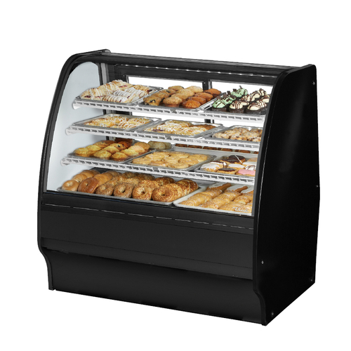 True 48 Dry Merchandising Display Case with Curved Glass - Black | Premium Retail Showcase for Jewelry, Watches & Collectibles | Perfect for Boutiques, Museums & Gift Shops