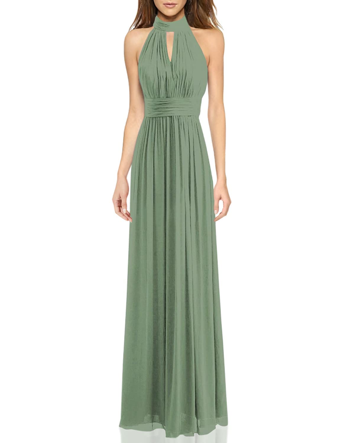 Elegant Halter Neck Bridesmaid Dress - Long Chiffon Prom Gown for Wedding Party & Formal Evening Events | Perfect for Bridal Showers, Galas, and Special Occasions