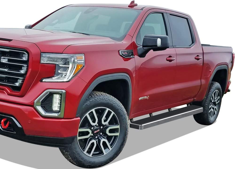 APS 5-inch 304 Stainless Steel Running Boards for 2019-2025 Chevy Silverado 1500 & GMC Sierra 1500 Crew Cab | 2020-2025 2500HD/3500HD Models | Durable Off-Road Side Steps for Truck Protection & Easy Entry