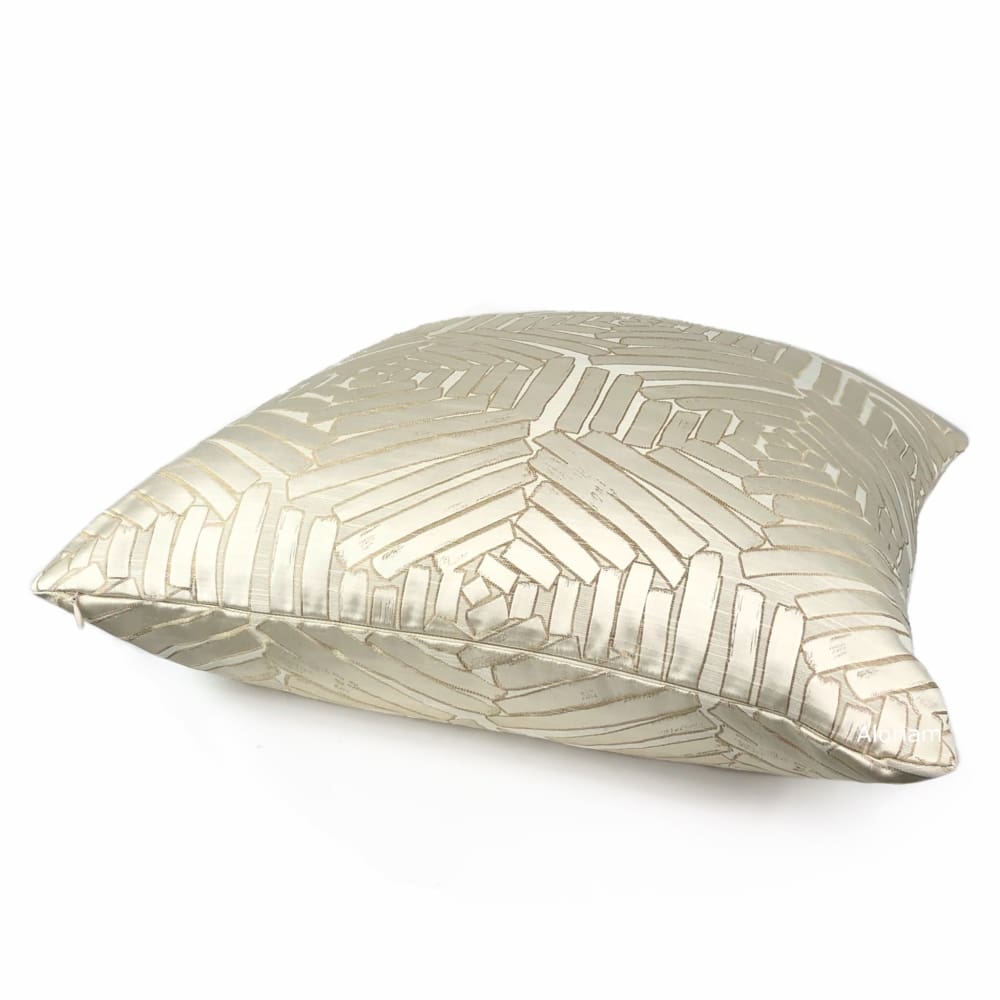 Percival Cream Gold Freeform Hexagons Pillow Cover - Modern Geometric Throw Pillow Case for Sofa, Bed, Couch - Home Decor Accent for Living Room, Bedroom