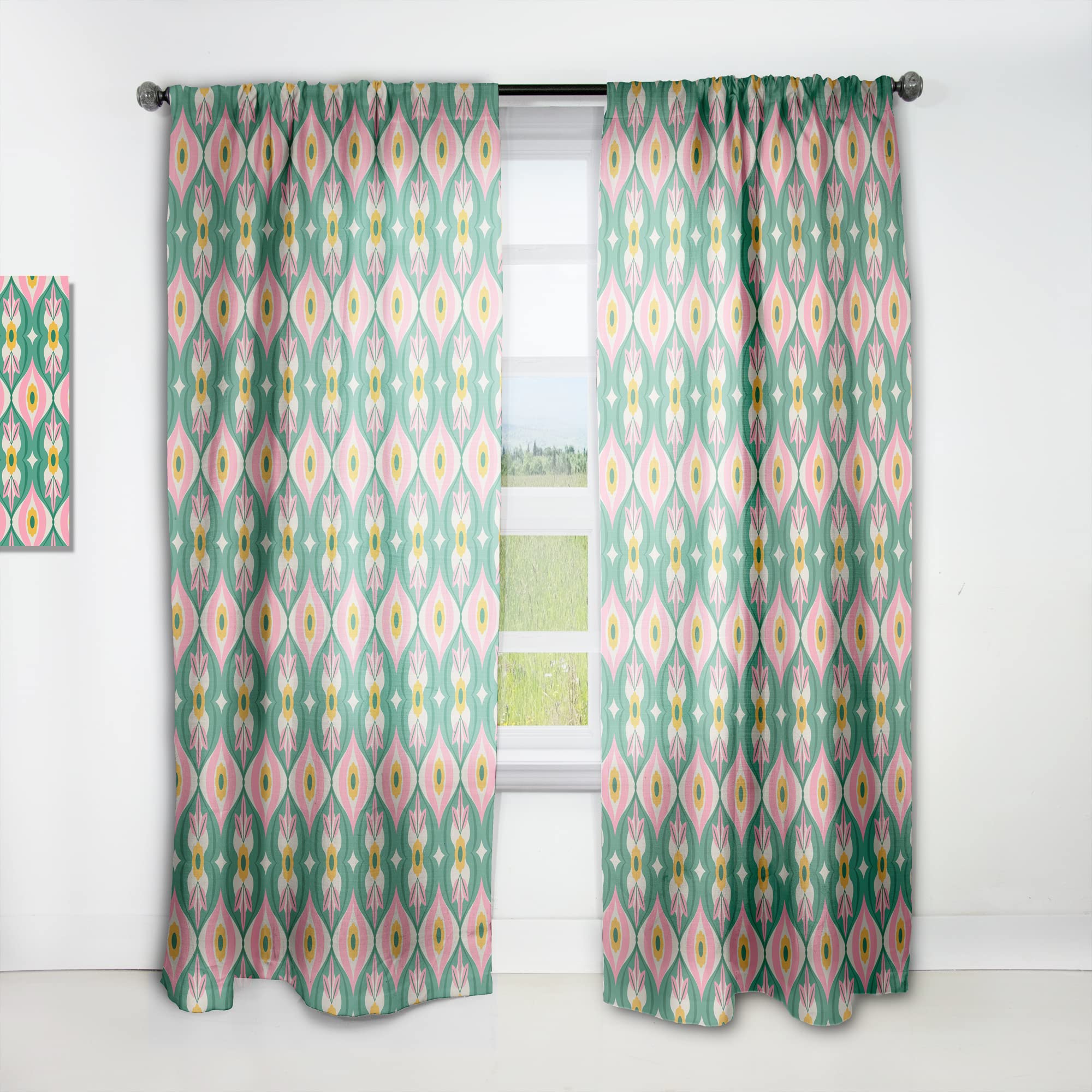 DesignQ Retro Floral Leaf Print Thermal Insulated Curtain Panel - 52x84 Inch - Blackout Drapes for Bedroom & Living Room - Perfect for Home Decor, Privacy & Energy Efficiency