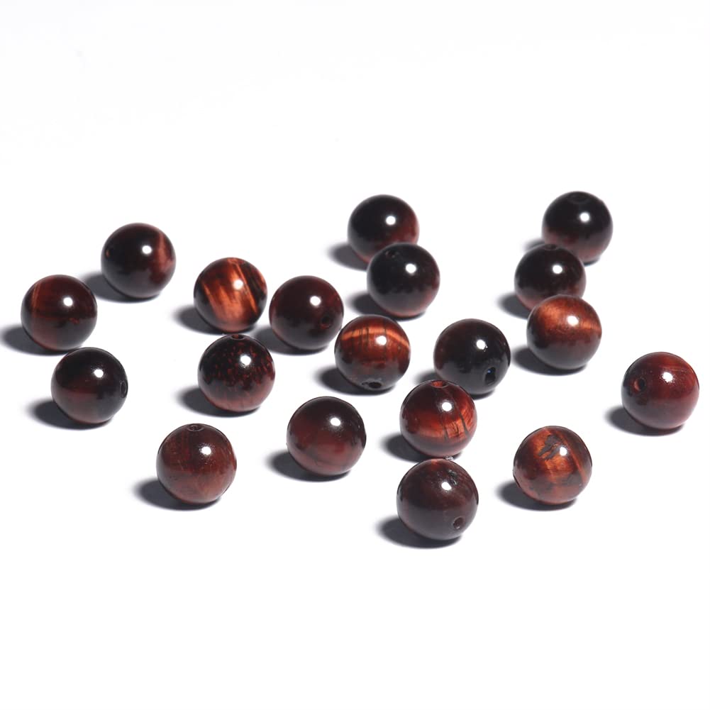 Natural 10mm Red Tiger Eye Gemstone Round Loose Beads for Jewelry Making - DIY Bracelets, Necklaces & Craft Projects - Healing Crystal Bead Supplies