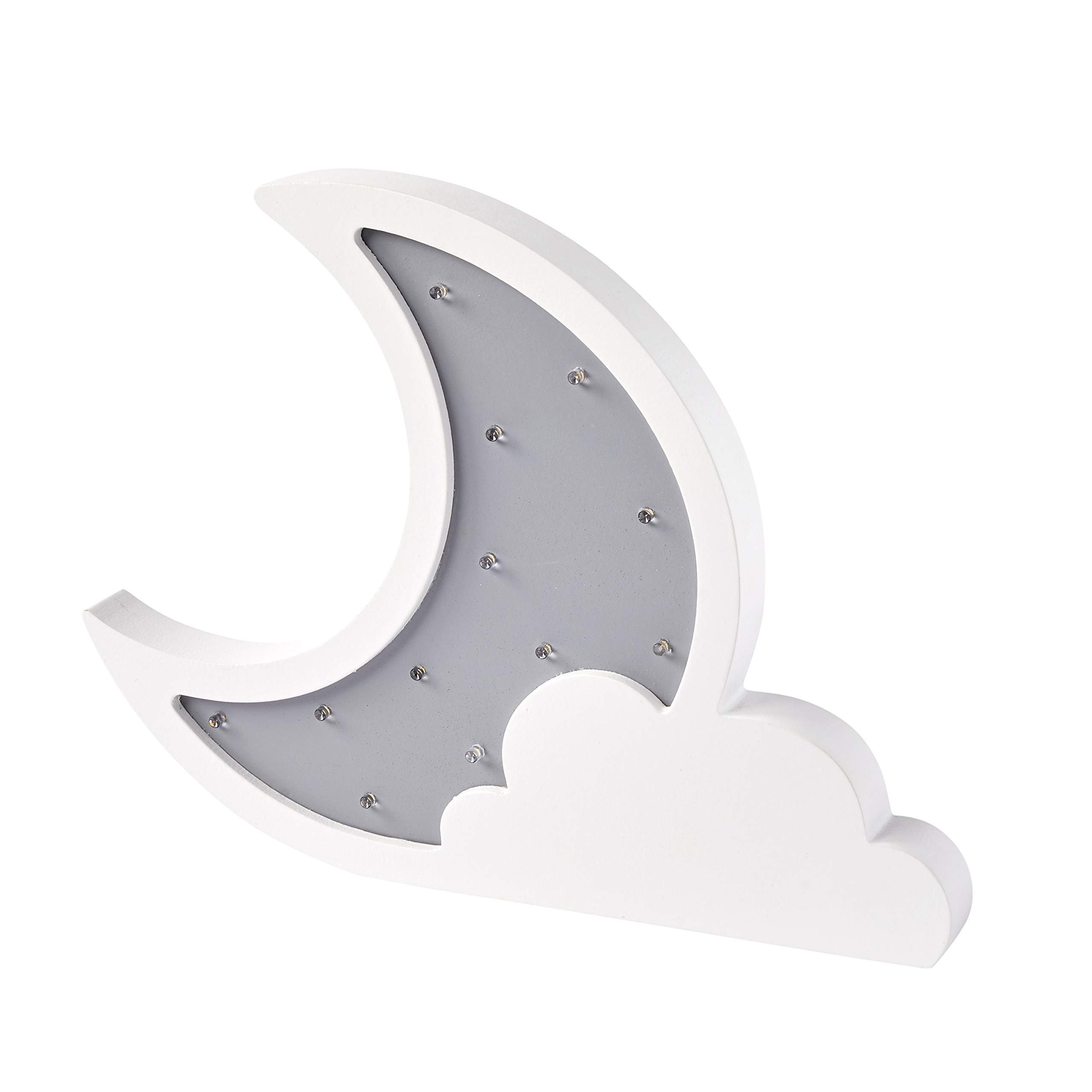 Wooden Moon & Cloud Night Light - Battery Operated LED Table & Wall Lamp with Timer, Warm White - Perfect for Nursery, Bedroom, or Home Decor Ambiance
