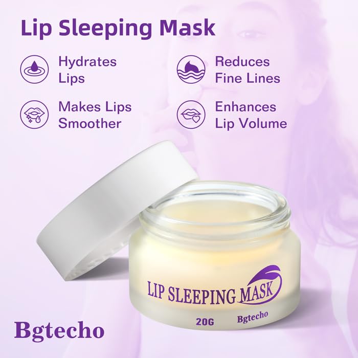 Overnight Lip Sleeping Mask with Collagen & Peptide Complex - Hydrating Lip Balm for Dry, Cracked Lips & Wrinkle Repair - Nourishing Lip Care Treatment (20g) - Perfect for Nighttime Lip Therapy & Daily Moisturizing