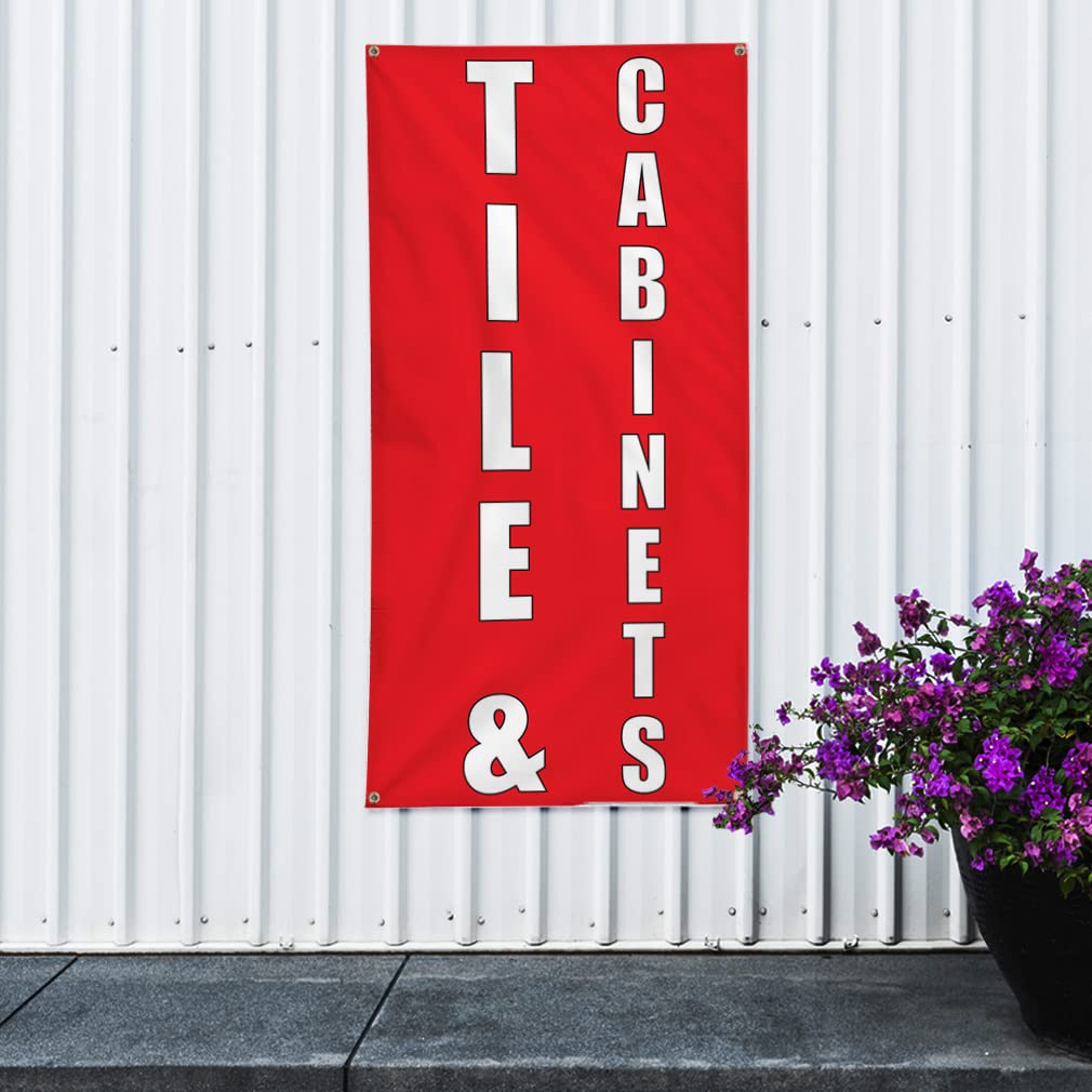 Custom Vertical Vinyl Banner - 96x48 Inches with 8 Grommets | Weatherproof Outdoor Sign for Home Remodeling, Tile & Cabinets Business, Industrial Yard Signs | Perfect for Storefronts, Construction Sites & Trade Shows