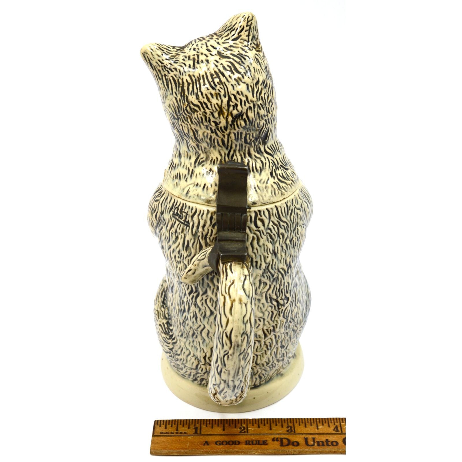 Antique German Character Beer Stein - Drunk Hungover Cat #1000 Steinzeugwerke 19th Century - Perfect for Collectors & Beer Enthusiasts