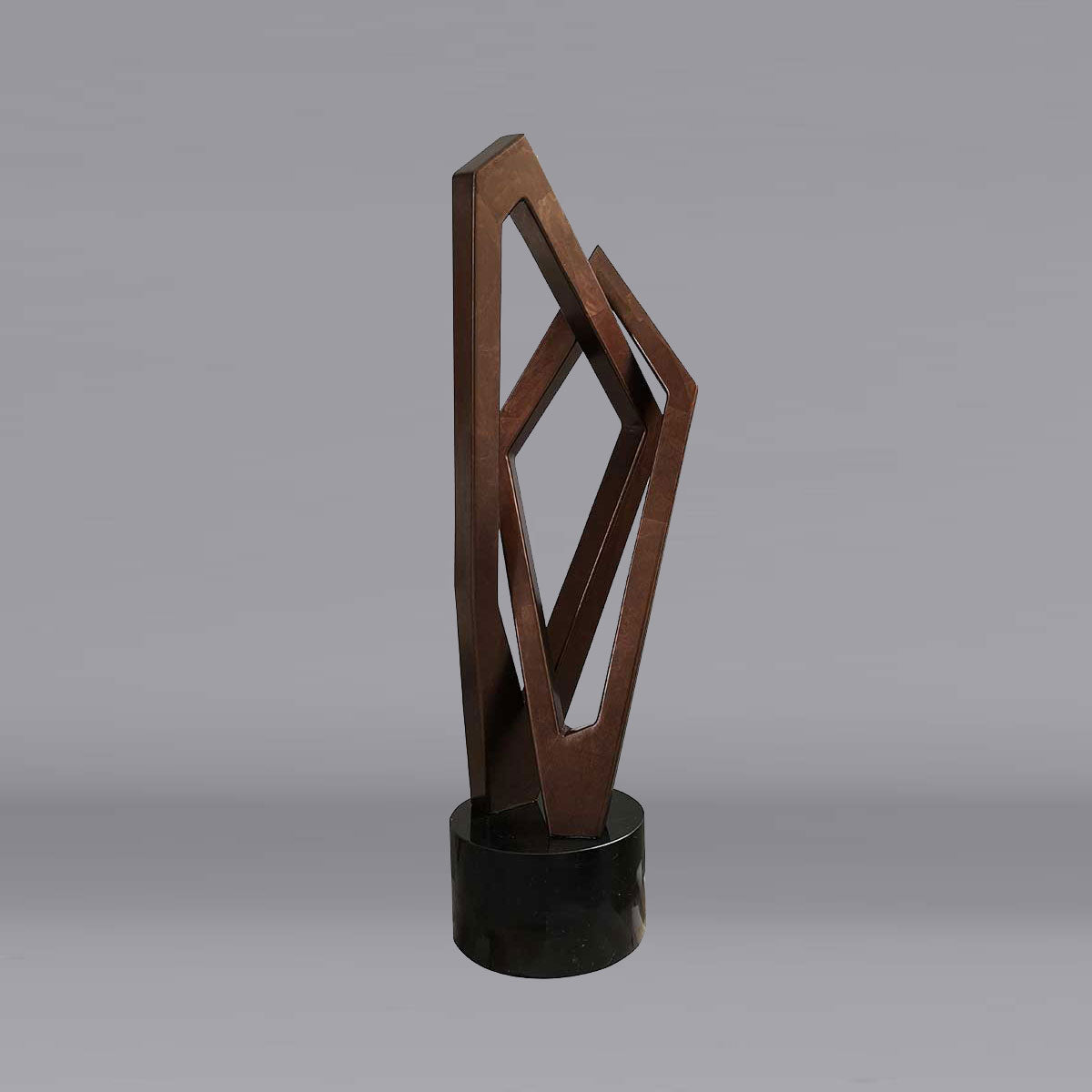 Geometric Bronze Aluminum Sculpture - 20 Inch Modern Art Decor for Home, Office & Garden | Perfect for Living Room, Patio & Workspace