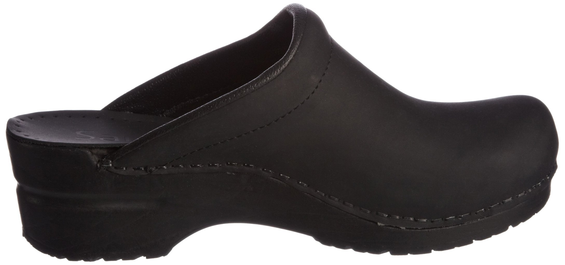 Sanita Women's Sonja Black Oil Leather Clogs Size 36 - Comfortable Slip-Resistant Shoes for Nurses, Chefs & Healthcare Workers