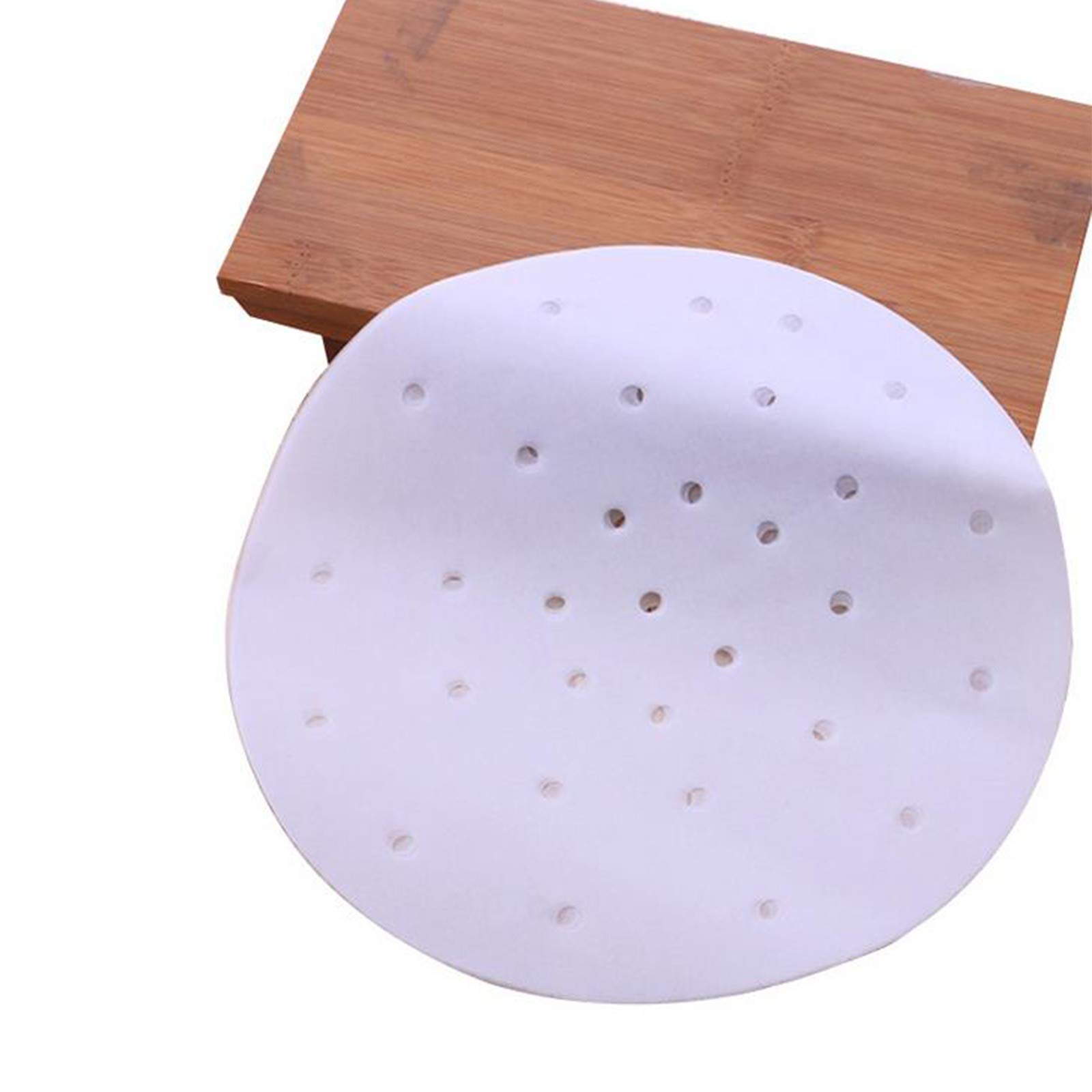 Premium Unbleached Perforated Parchment Paper for Air Fryer - Round Non-Stick Steamer Liner, 95 Count (White) - Perfect for Baking, Roasting & Steaming in Air Fryers, Ovens & Kitchen Appliances