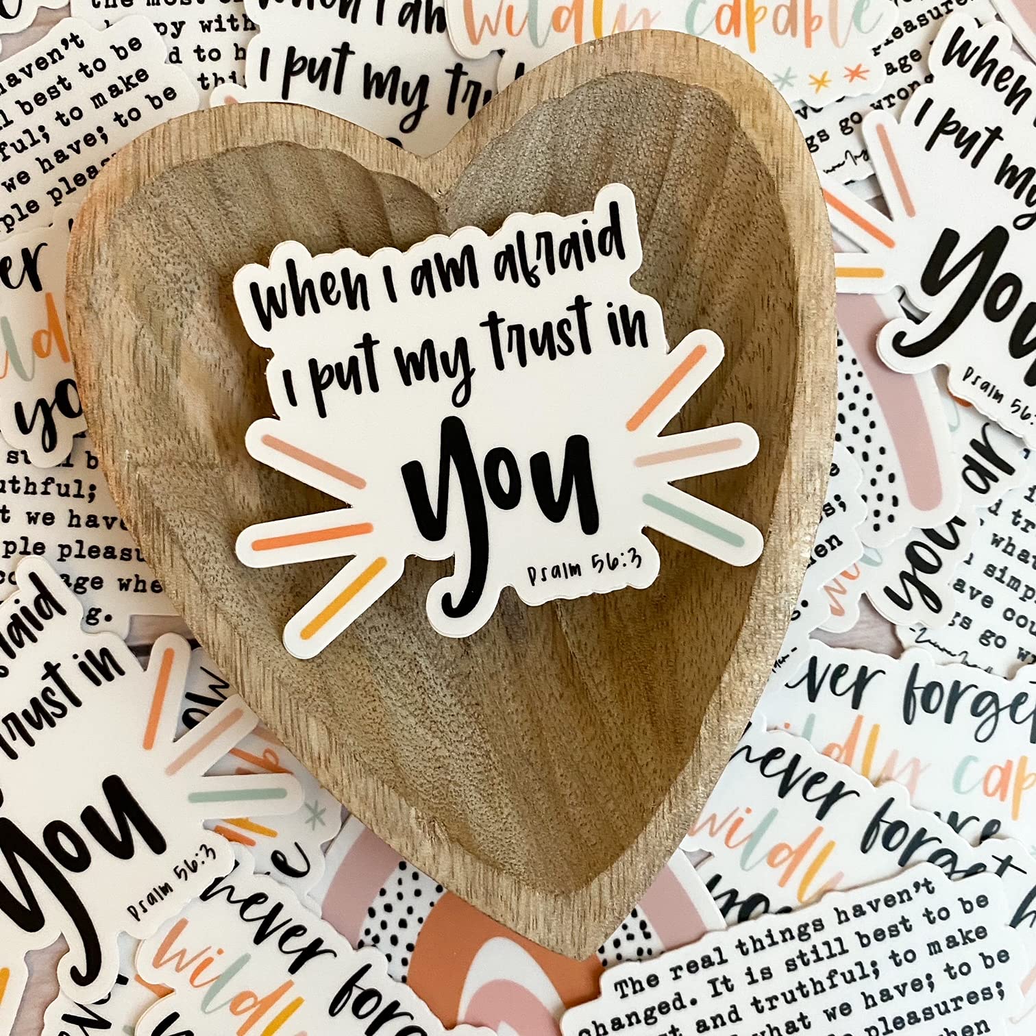 Bible Verse Stickers - Psalm 56:3 'Do Not Be Afraid' Christian Faith Decals | Inspirational Scripture Quotes for Jesus, God & Bible Lovers | Perfect for Journals, Water Bottles & Laptop Decor