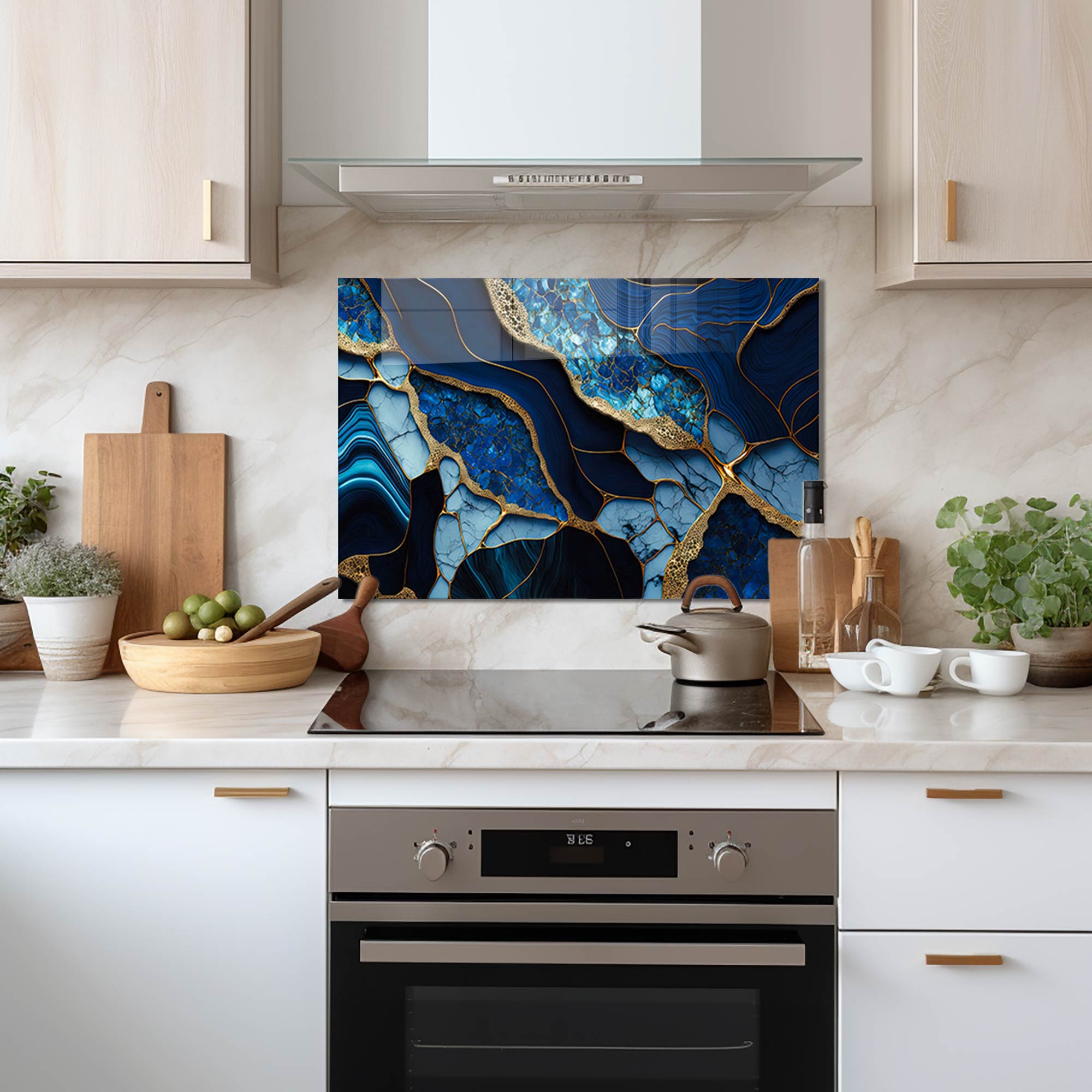 Veined Leaves Glass Splashback - Elegant Kitchen Backsplash for Modern Homes | Perfect for Stove & Countertop Protection