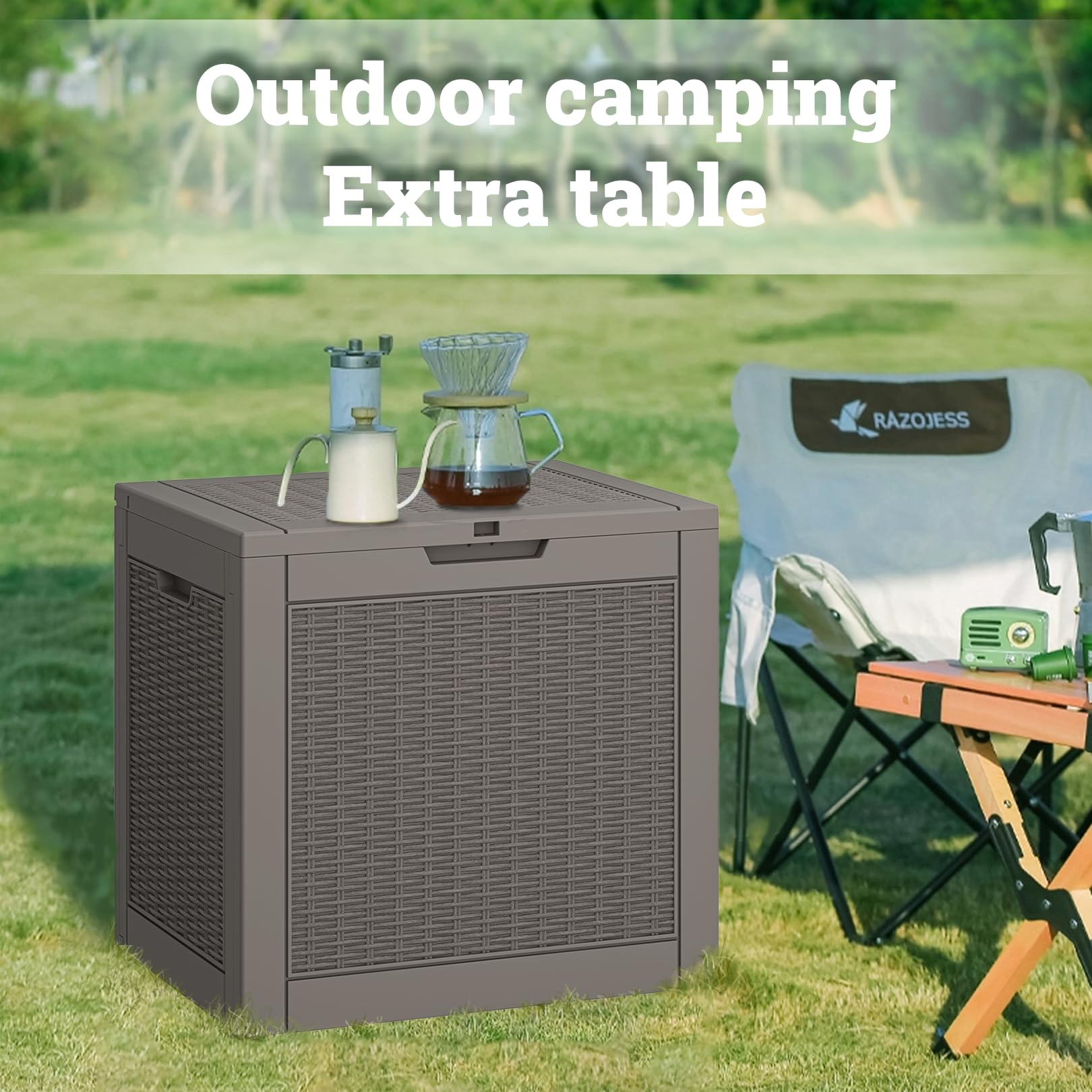 31 Gallon Outdoor Storage Box - Waterproof Deck Box for Backyard, Garden & Pool Accessories | Lockable Lid Storage Bench for Package Delivery, Patio Cushions & Tools | Perfect for Outdoor Organization & Weather Protection