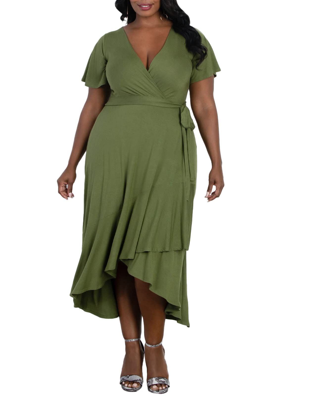 Kiyonna Women's Plus Size Rayna Cocktail Wrap Dress - Elegant & Flattering for Special Occasions, Parties & Weddings