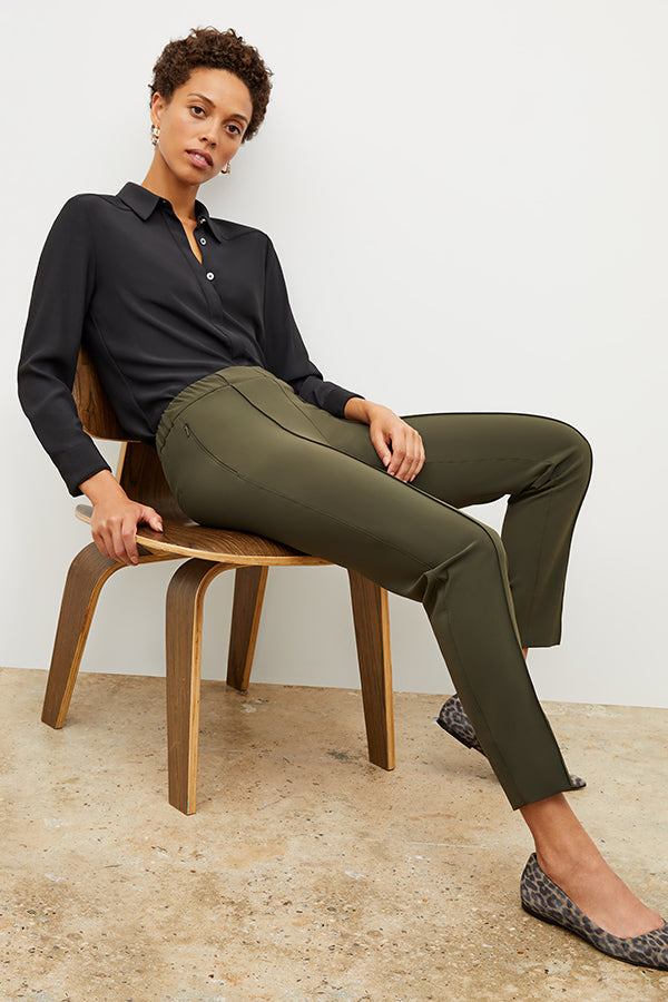 Colby Travel Pants for Men - OrigamiTech Stretch Olive Green Hiking & Commuting Pants - Lightweight Quick-Dry Outdoor Adventure & Business Casual Wear