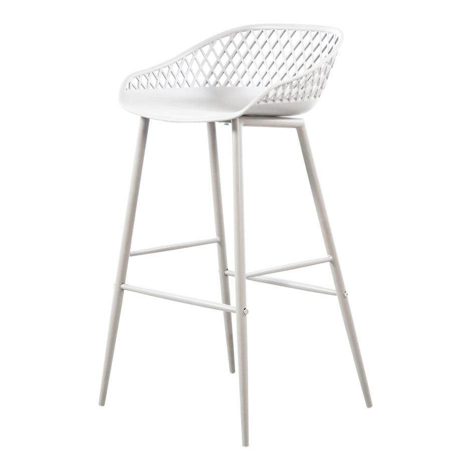 White Piazza Outdoor Barstool - Weather-Resistant Bar Height Stool for Patio, Deck, Garden & Poolside Seating