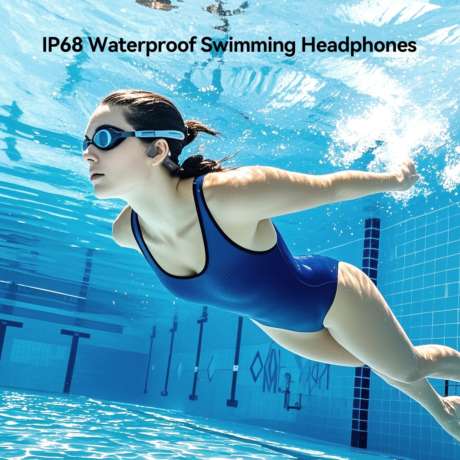 NANK Runner4 Bone Conduction Headphones - IP68 Waterproof Wireless Bluetooth 5.4 Open-Ear Headset with 16GB MP3 Player & Hard Case - Perfect for Running, Swimming, Gym Workouts & Outdoor Sports Activities
