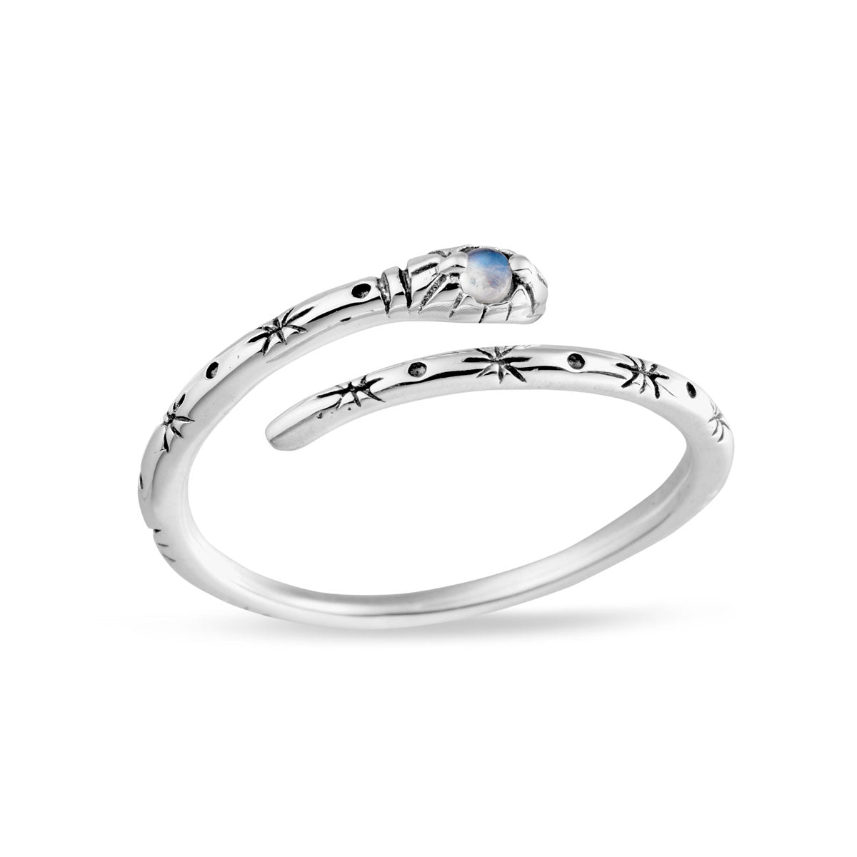 Mystic Serpent Moonstone Ring for Women - Elegant & Unique Sterling Silver Jewelry - Perfect for Boho, Witchy & Gothic Fashion, Meditation & Spiritual Healing