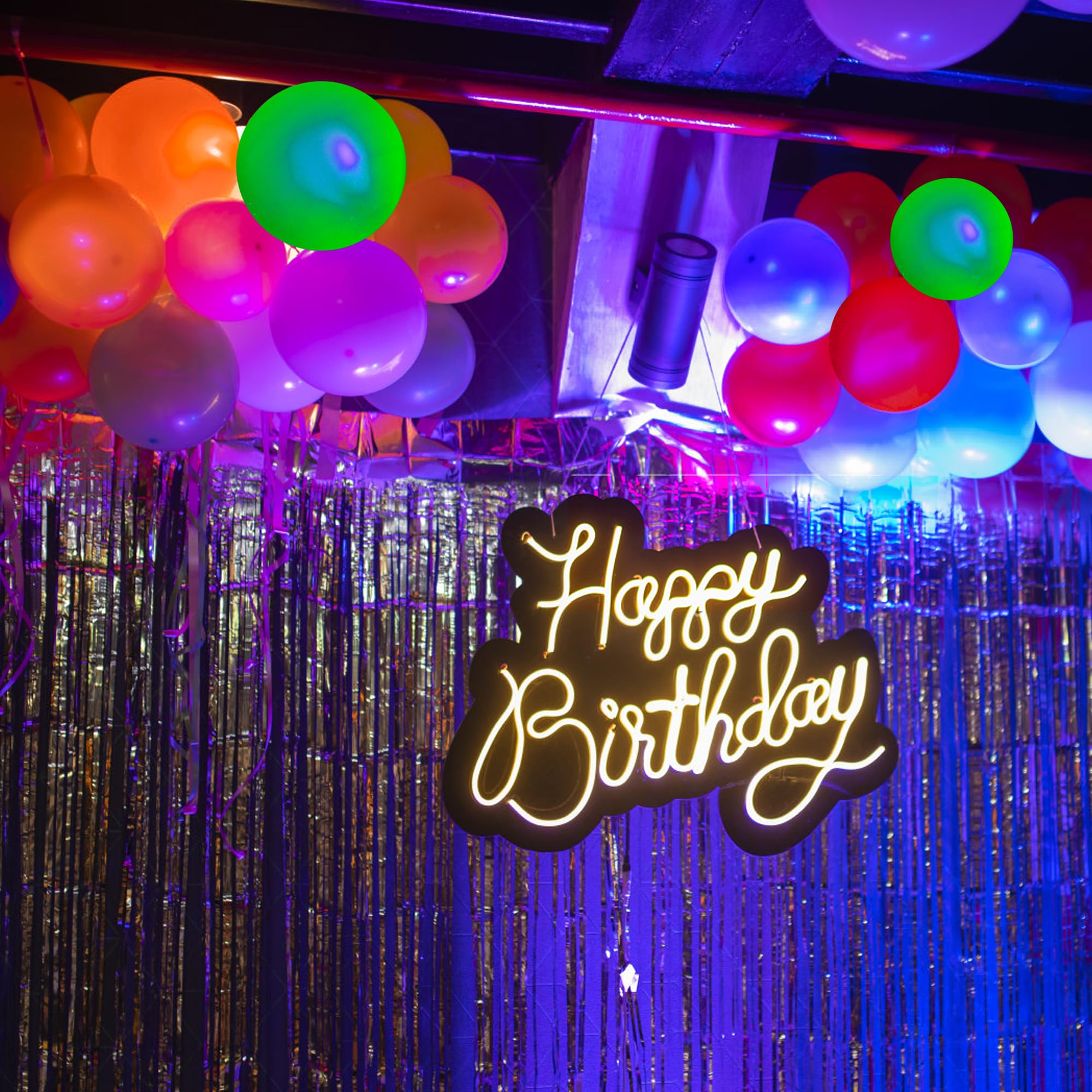 100 Pcs UV Neon Balloons - Blacklight Reactive Fluorescent Party Balloons for 80s Theme, Birthday, Wedding, Glow Party | Glow in the Dark Decorations for Night Events, Raves & Club Parties