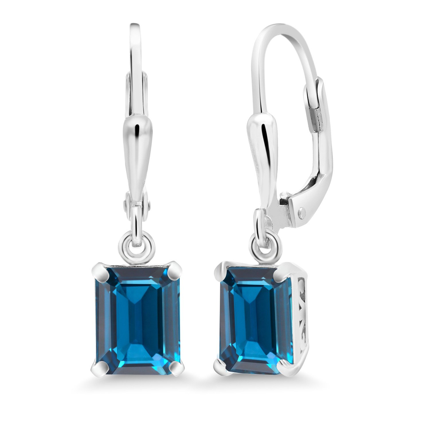 8X6MM Emerald Cut Gemstone Leverback Drop Earrings for Women - 925 Sterling Silver Birthstone Jewelry | Perfect Gift for Mom, Wife, Her | Elegant for Parties, Weddings, Daily Wear