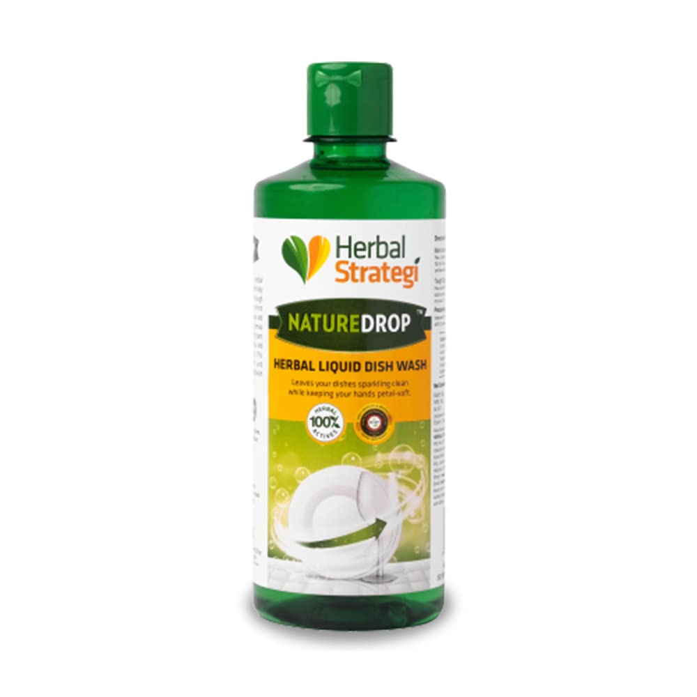 **Herbal Strategi Dishwashing Liquid Gel - Natural & Vegan with Refreshing Lemon Oil | Gentle on Hands | Eco-Friendly & Non-Toxic | Safe for Babies & Pets | 500ml | Perfect for Daily Kitchen Cleaning & Greasy Dishes**