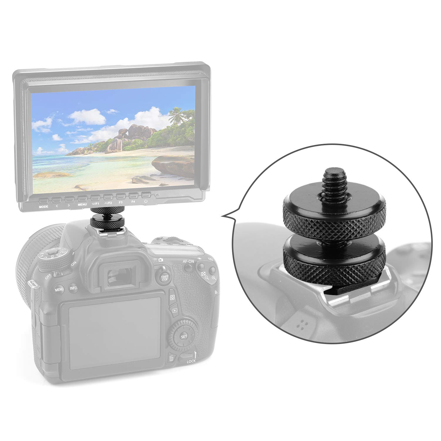 Anwenk 4-Pack Camera Hot Shoe Mount Adapter Set - 2X Hot Shoe & 2X Cold Shoe Adapters with 1/4