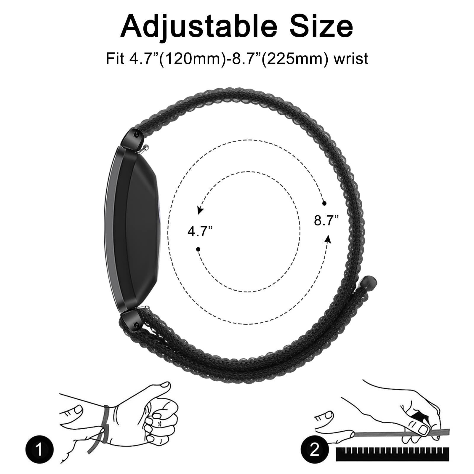 Soft Adjustable Breathable Nylon Replacement Bands for Fitbit Inspire 2 & Inspire HR - Comfortable Wristband for Women & Men - Perfect for Workouts, Running & Daily Wear