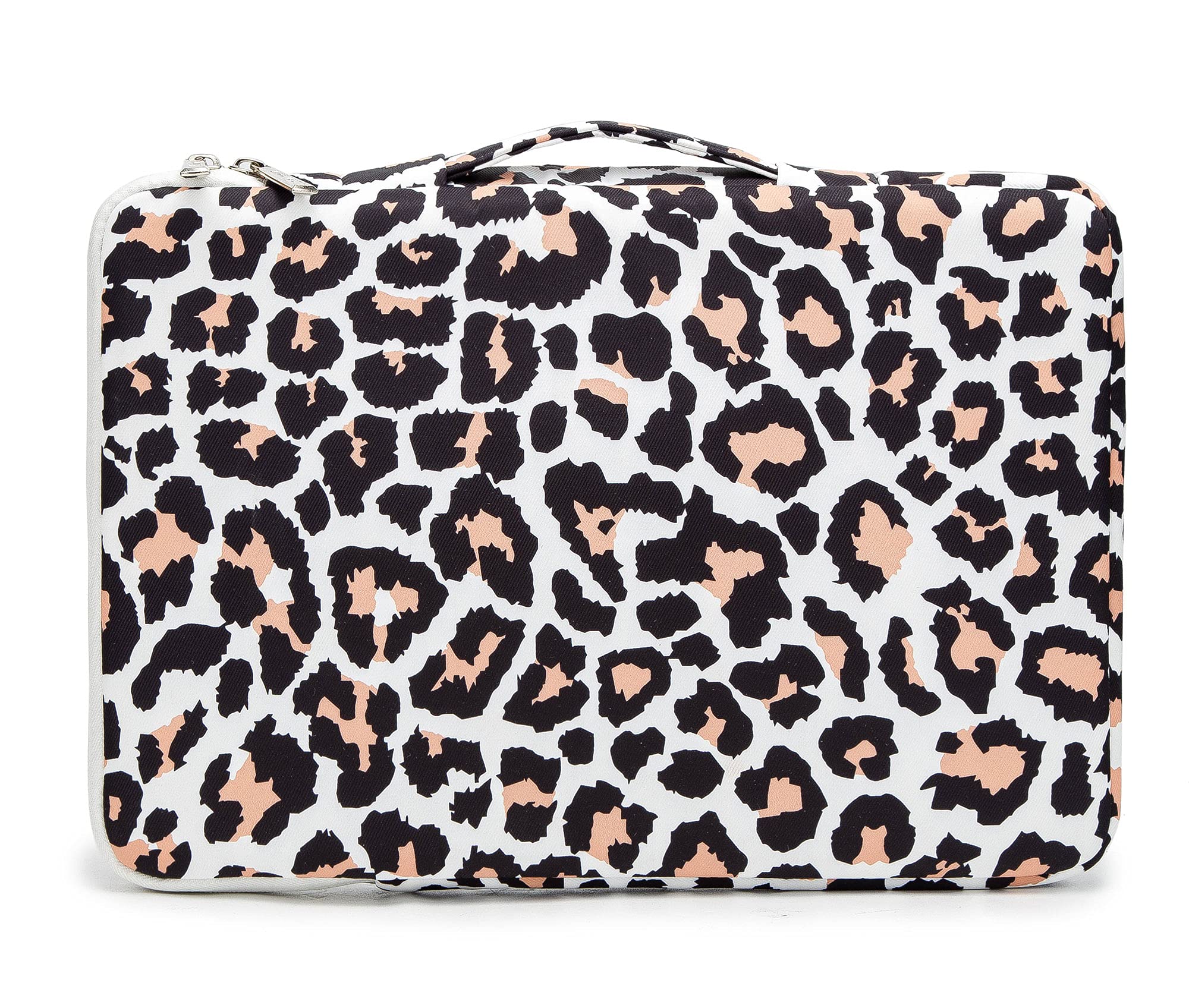 Kinmac 360° Protective Waterproof Laptop Sleeve Case with Handle for MacBook Pro 16 & 15-15.6 Inch Laptops - Leopard Pink Design | Perfect for Travel, Office & School Use