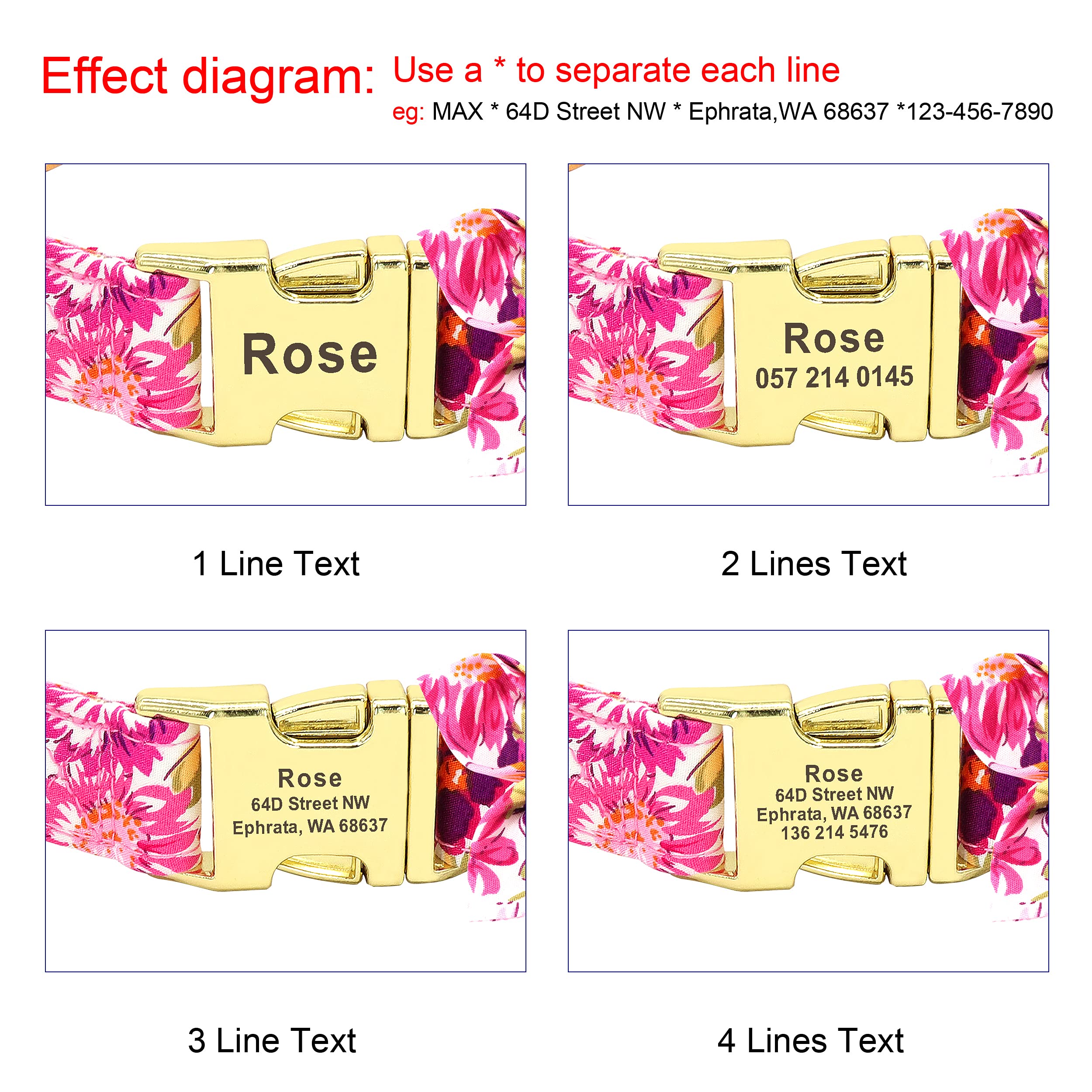Custom Personalized Floral Dog Collar for Small Medium Large Female Dogs - Engraved Soft Pet Collar with Flowers (Hot Pink, Size S) | Perfect for Daily Walks, Pet Photos & Special Occasions