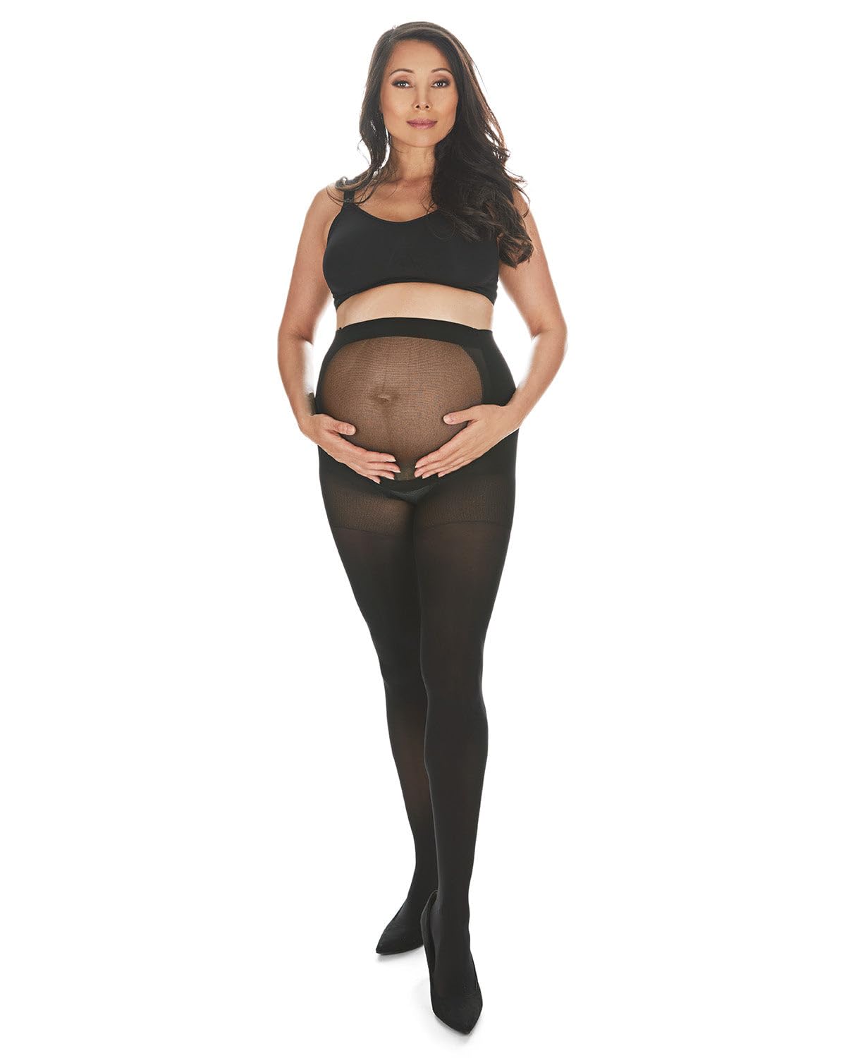 MeMoi Women's Microfiber 60 Denier Opaque Maternity Tights - Soft Stretchy Pregnancy Leggings for Comfort & Support - Perfect for Work, Yoga & Everyday Wear