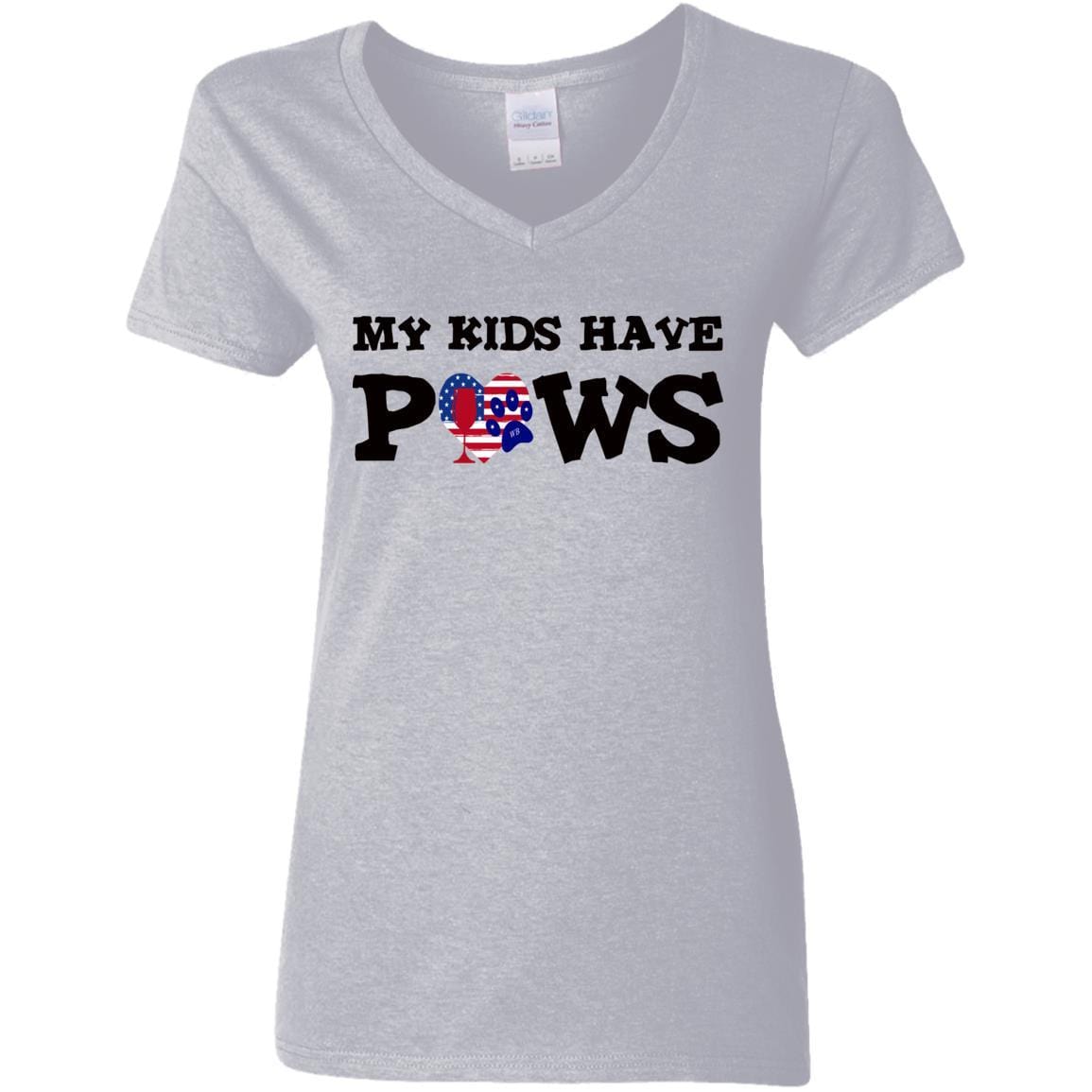 My Kids Have Paws Women's 5.3 oz V-Neck T-Shirt - Comfortable Pet Lover Tee for Casual Wear & Dog Mom Outfits