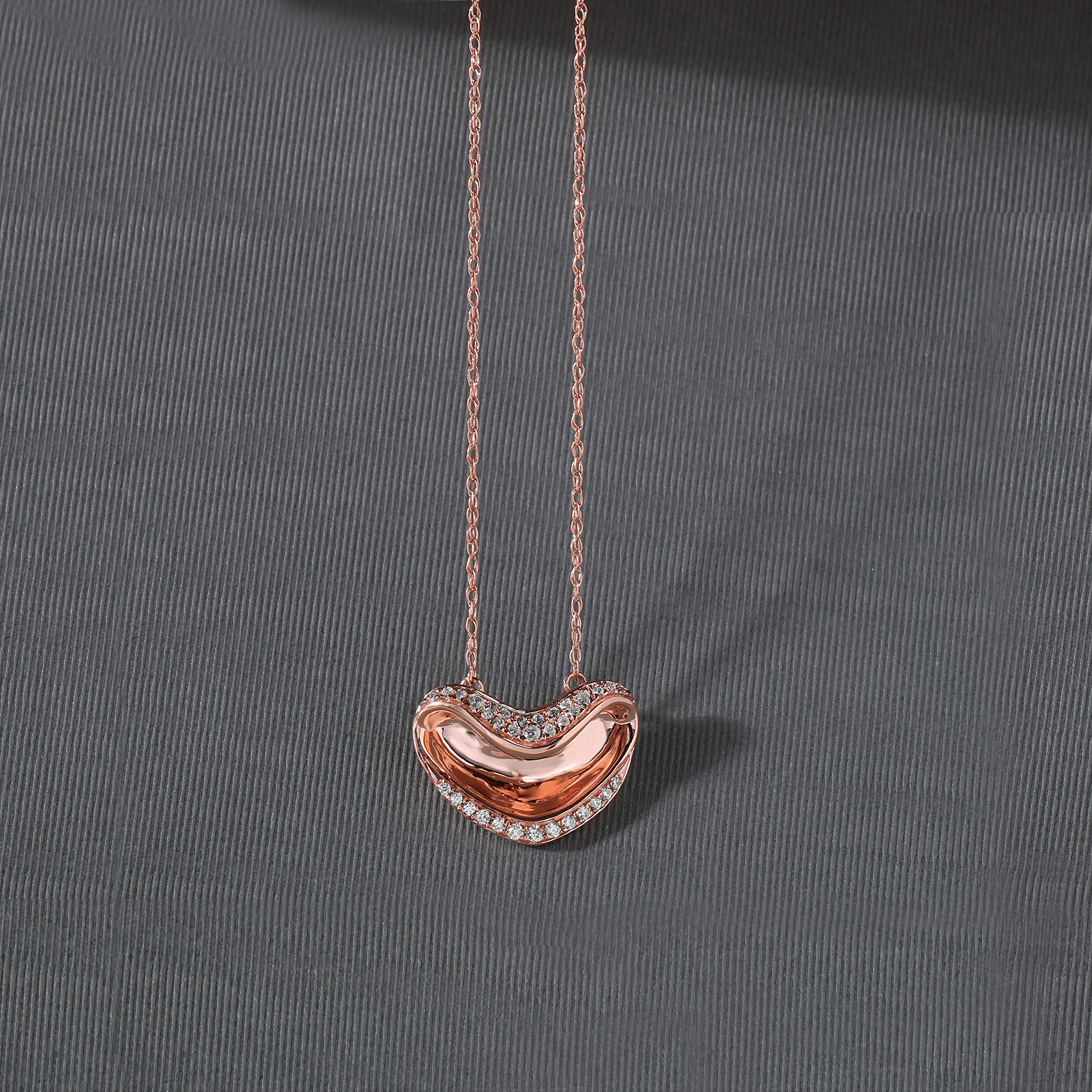 1/8 CT TW Diamond Heart Pendant Necklace for Women - Sterling Silver with Rose Gold Plated, Valentine's Day Gift, Anniversary Present, Romantic Jewelry for Special Occasions