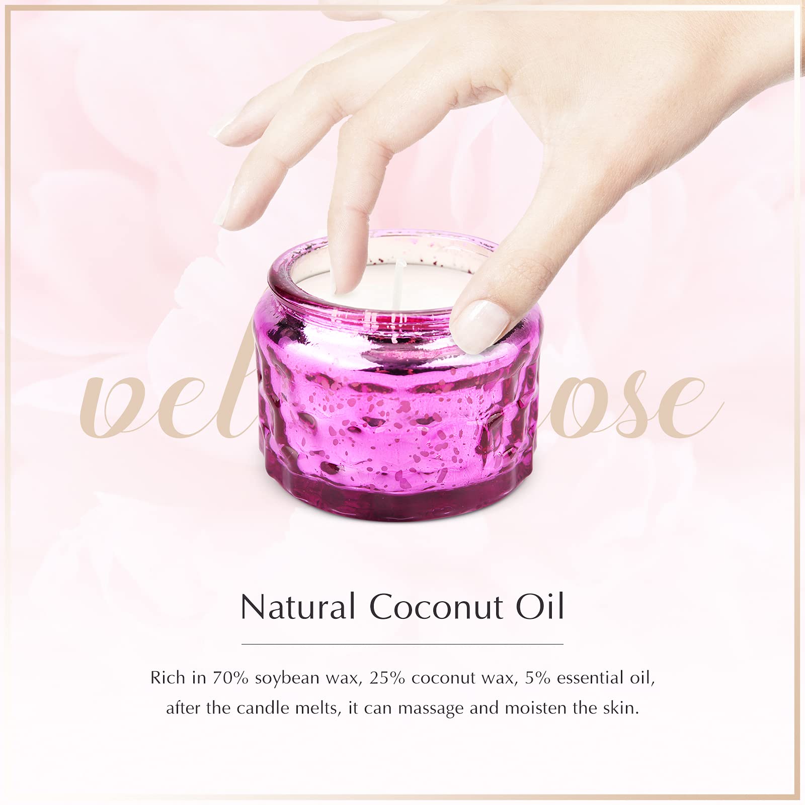 Romantic Sage & Sea Salt Scented Soy Candle with Essential Oils - 100% Natural Smokeless Aromatherapy Candle for Sleep Relief (Rose Scent) - Perfect for Bedroom Relaxation, Spa Nights & Stress Relief