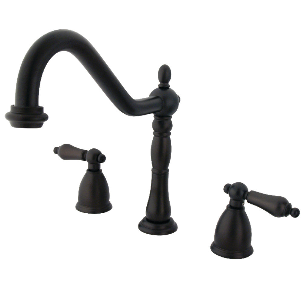 Kingston Brass KB1791ALLS Widespread Kitchen Faucet - Modern 3-Hole Mount Stainless Steel Sink Faucet with High Arc Spout for Home & Commercial Kitchens
