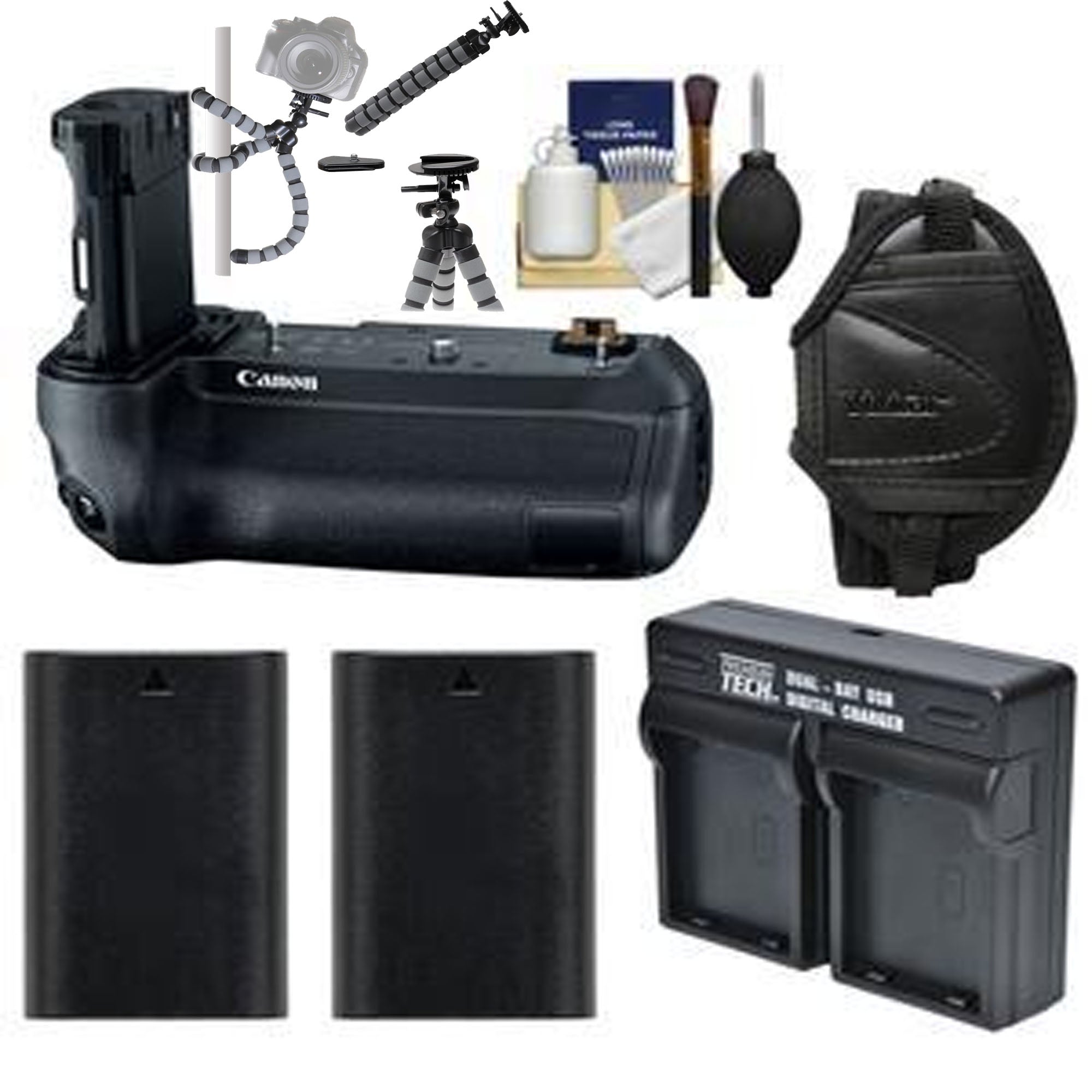 Canon BG-E22 Battery Grip for EOS R Mirrorless Camera with 2 LP-E6 Batteries, Dual Charger & Strap Kit - Professional Photography Accessory for Travel, Wedding & Outdoor Shooting