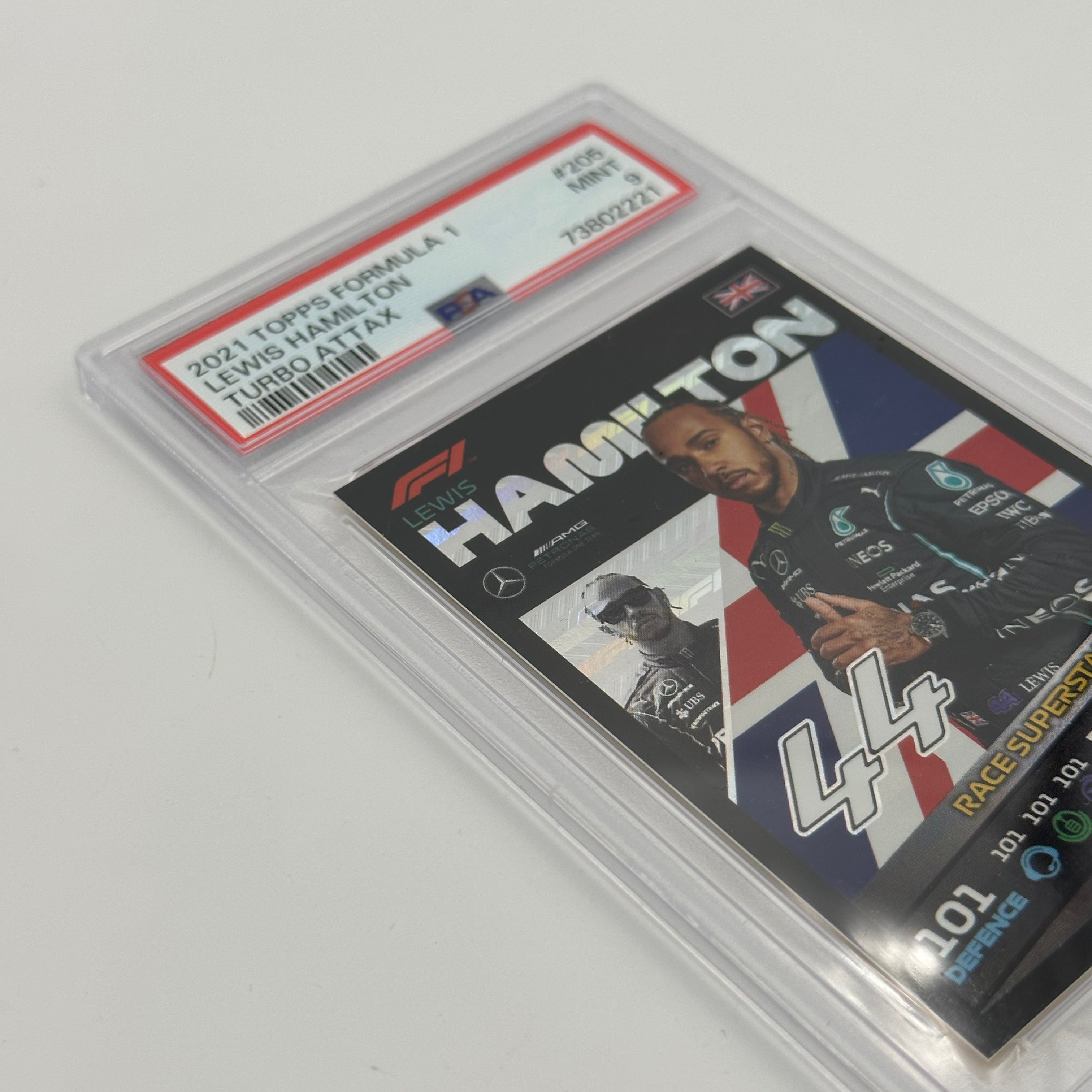 PSA 9 Graded Lewis Hamilton #205 Racing Card - Perfect for Collectors, Investors & F1 Memorabilia Enthusiasts - Display in Home, Office or Man Cave