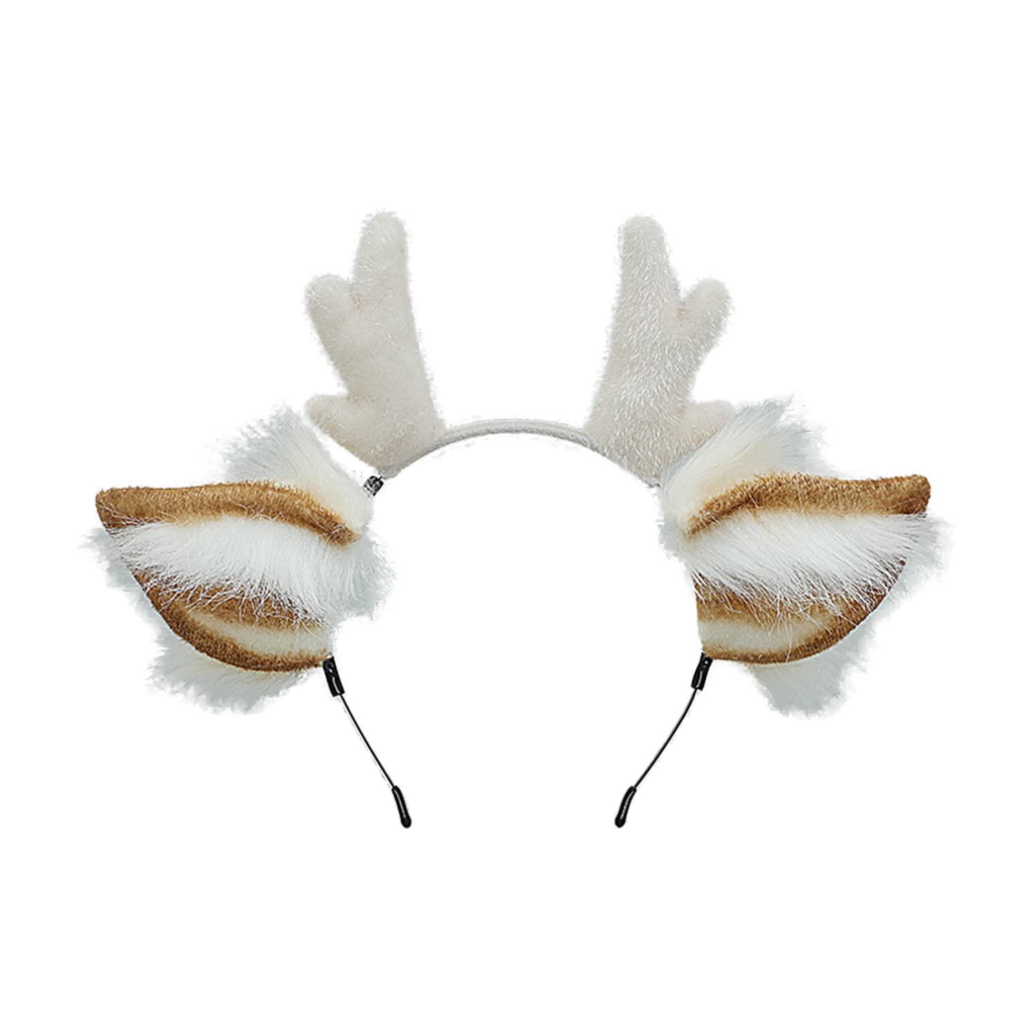 Cute Furry Reindeer Headband for Cosplay - Christmas Deer Hair Accessories for Women & Girls - Perfect for Holiday Parties, Costume Events & Festive Photos