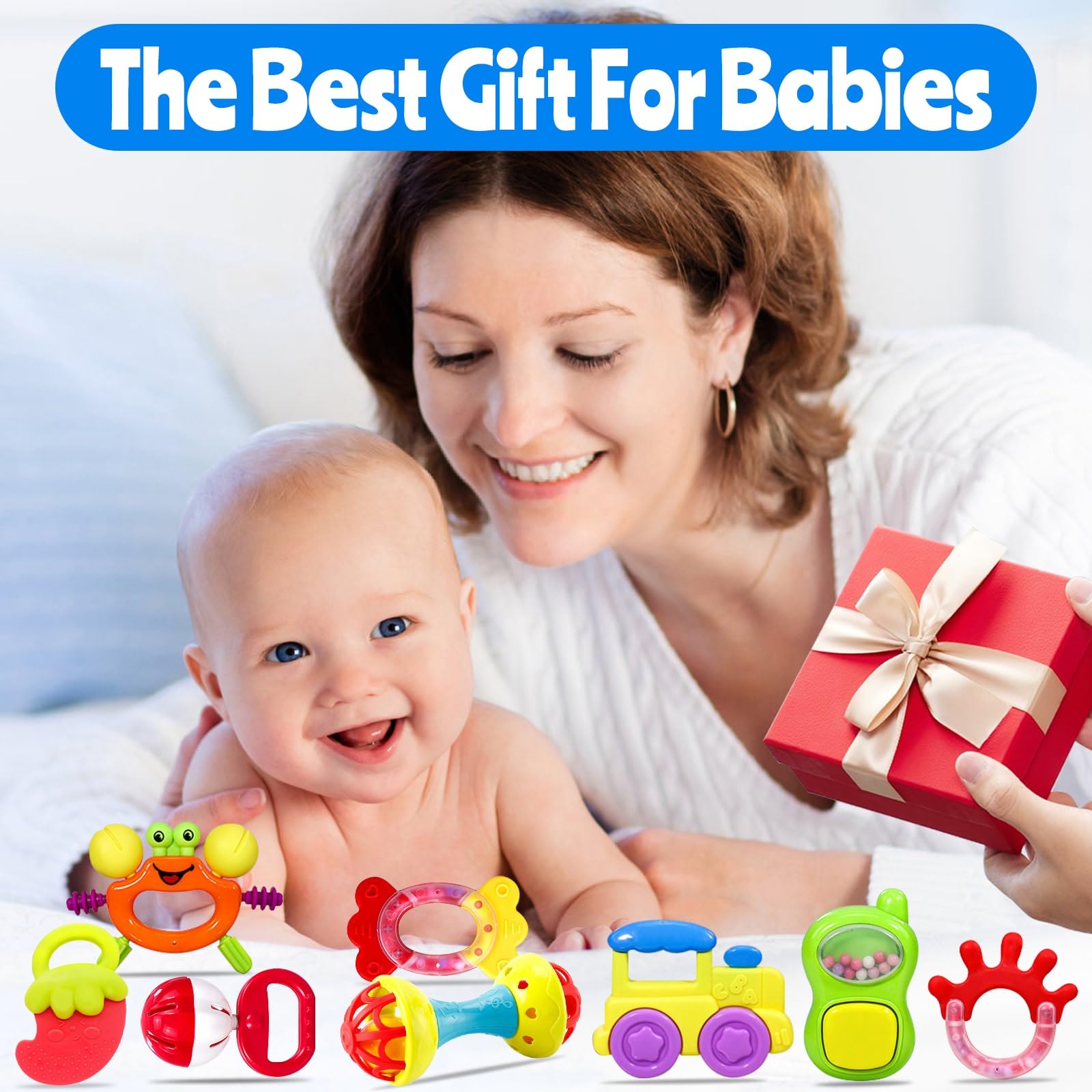 Baby Rattles 0-12 Months - Teething Toys & Infant Socks for Newborns | Perfect Baby Shower Gifts