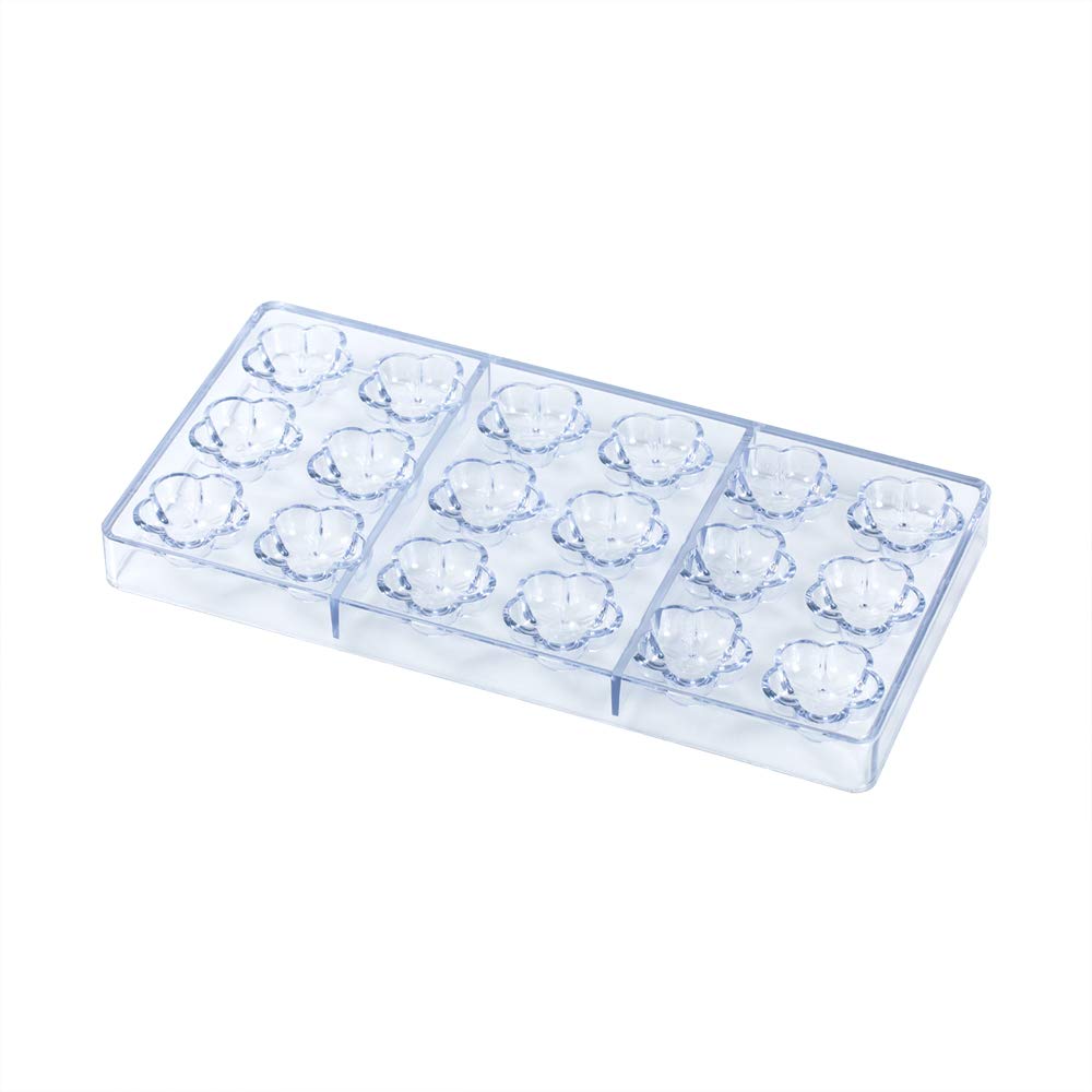 10.8 x 5.3 Inch Plastic Flower Molds for Candy & Chocolate - 18 Cavities Food Grade Polycarbonate Flower Molds | Freezer-Safe, Easy Release | Perfect for Cake Decorating, Wedding Favors & DIY Desserts