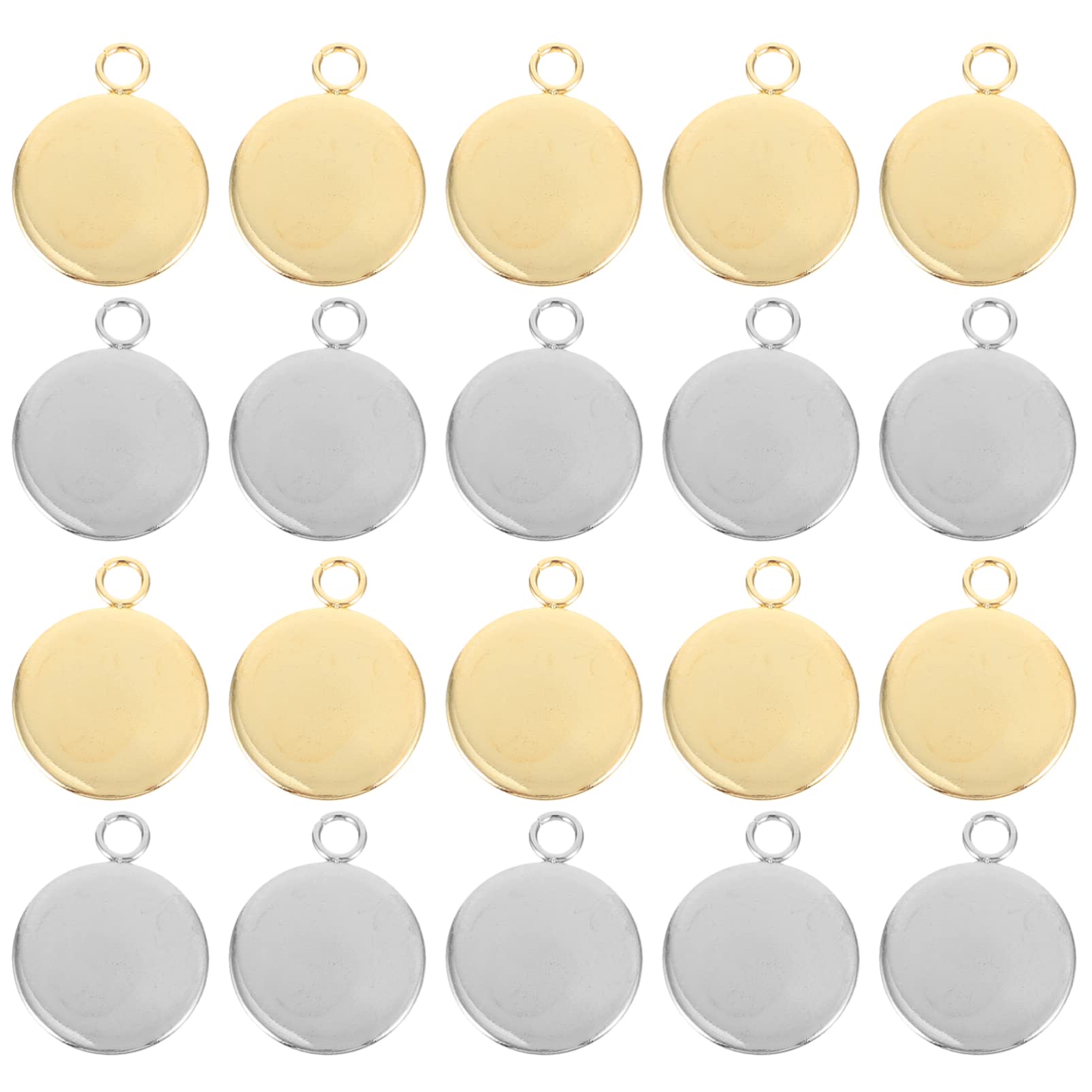 EXCEART 50Pcs Stainless Steel Jewelry Bezel Trays - Blank Base for Necklace Pendants, Glass Cabochons, Rhinestones & 3D Charms - DIY Craft Bezel Settings & Metal Domes for Jewelry Making (Perfect for Necklaces, Bracelets & DIY Accessories)