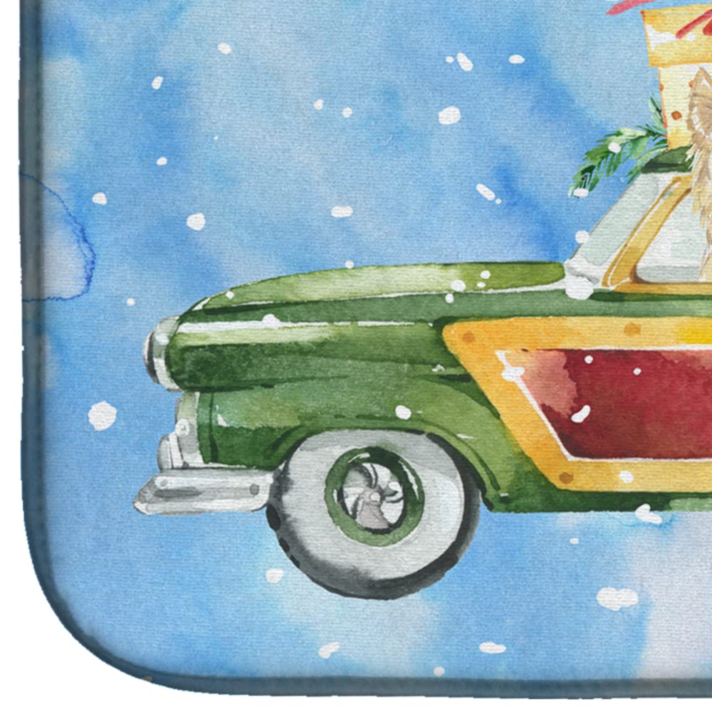 Christmas Dog Dish Drying Mat - Absorbent Kitchen Counter Pad for Holiday Decor