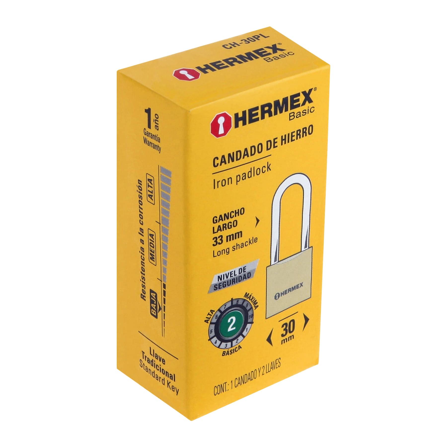 Heavy Duty Iron Padlock with Brass Finish - 30mm Secure Lock for Toolbox, Locker & Storage - Durable Metal Lock for Outdoor & Indoor Use