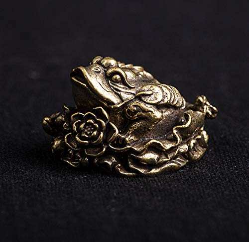 Feng Shui Brass Money Frog Statue - Lucky Three-Legged Toad Figurine for Home Office Decor, Wealth Attraction & Business Success | Perfect Desk Ornament, Tea Table Mascot & Prosperity Charm for Workspace