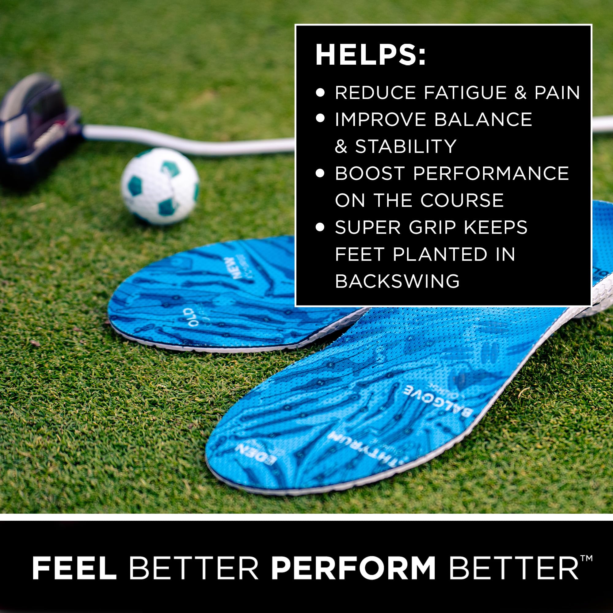 CURREX GolfPro Insoles for Golf Shoes – High Arch Support Inserts for Men & Women – Improve Balance, Stability & Comfort – Relieve Foot & Heel Pain – Small Size – Perfect for Golfers & Active Lifestyles