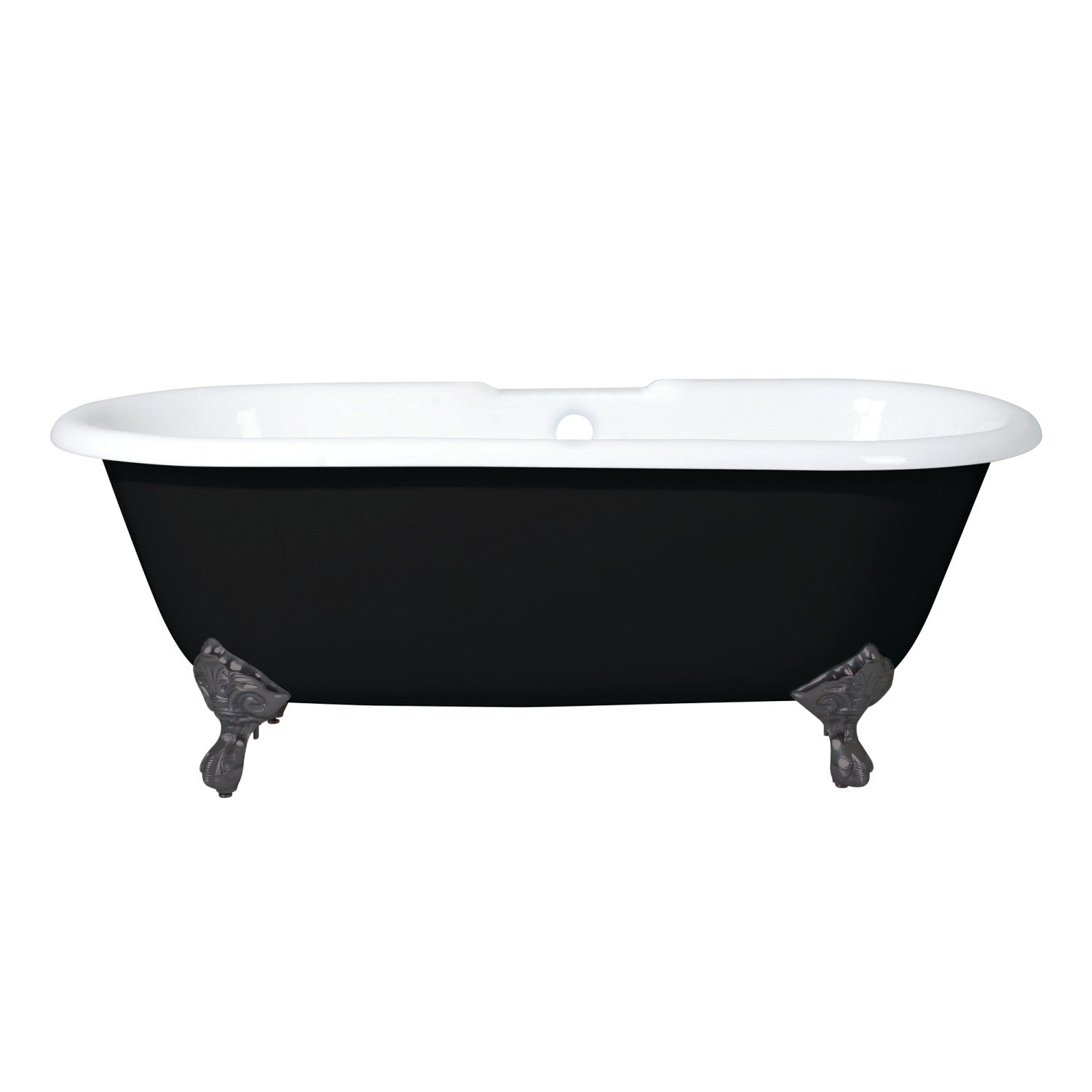 Aqua Eden 66 Inch Cast Iron Clawfoot Bathtub - Oval Double Ended Freestanding Tub with 7 Inch Faucet Holes (Black/White/Oil Rubbed Bronze) | Vintage Bathroom Centerpiece for Luxury Homes & Spa Retreats