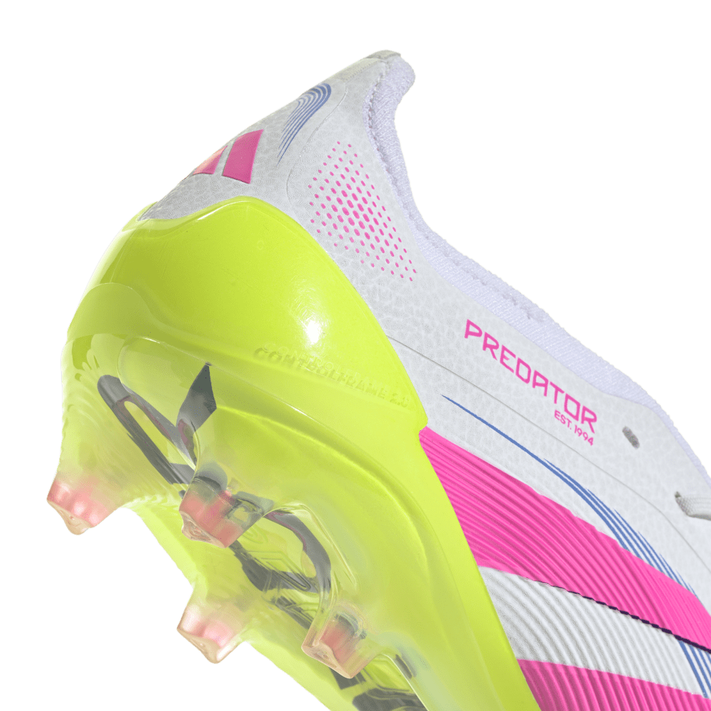 Adidas Predator Elite FG Soccer Cleats - Fold Over Tongue Design for Men (Cloud White/Lucid Pink/Lucid Lemon) | High-Performance Football Boots for Firm Ground Surfaces - Perfect for Competitive Matches & Training Sessions