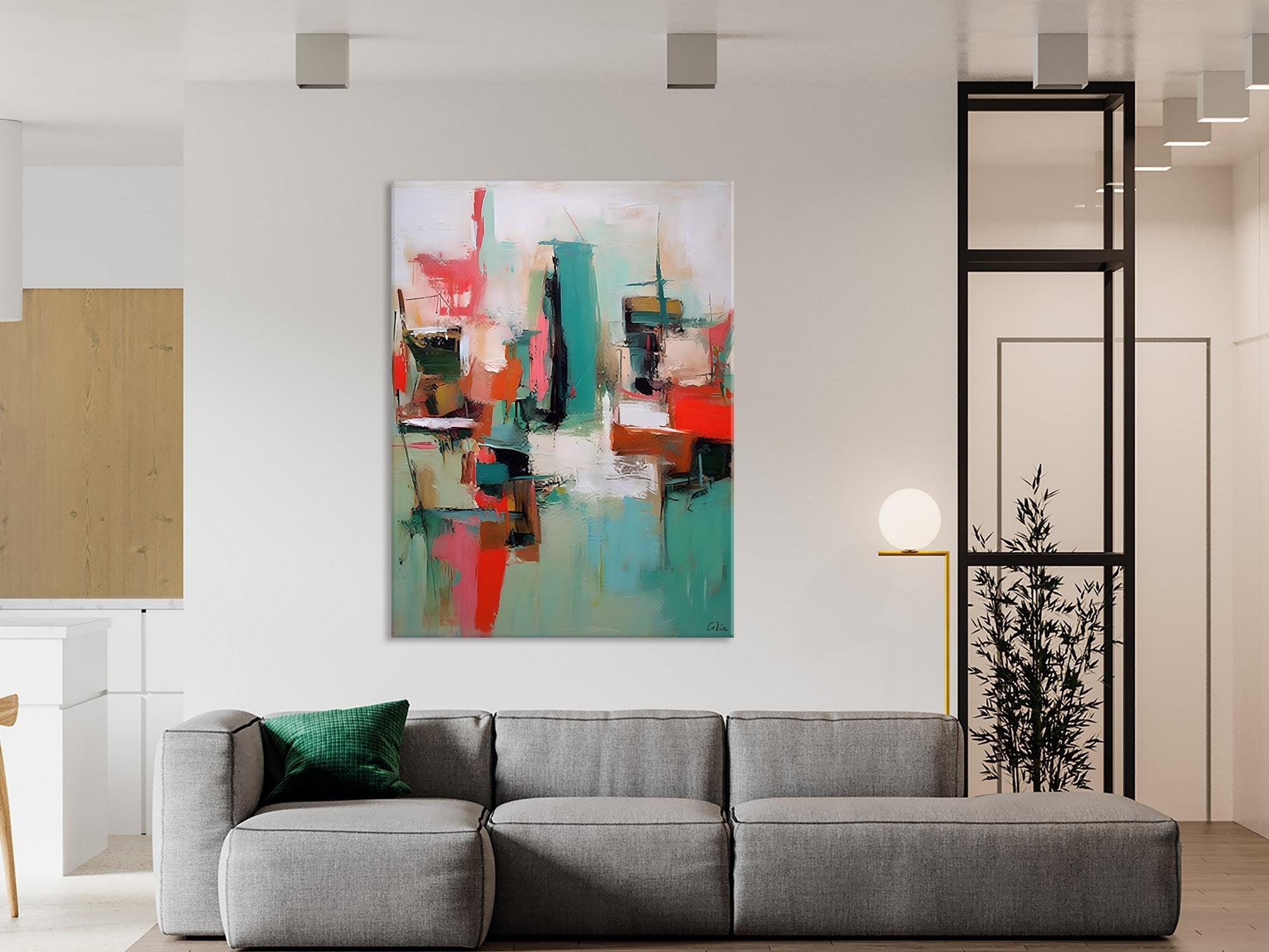 Extra Large Contemporary Acrylic Canvas Painting - Original Abstract Impasto Artwork for Wall Decor | Modern Home & Office Decoration